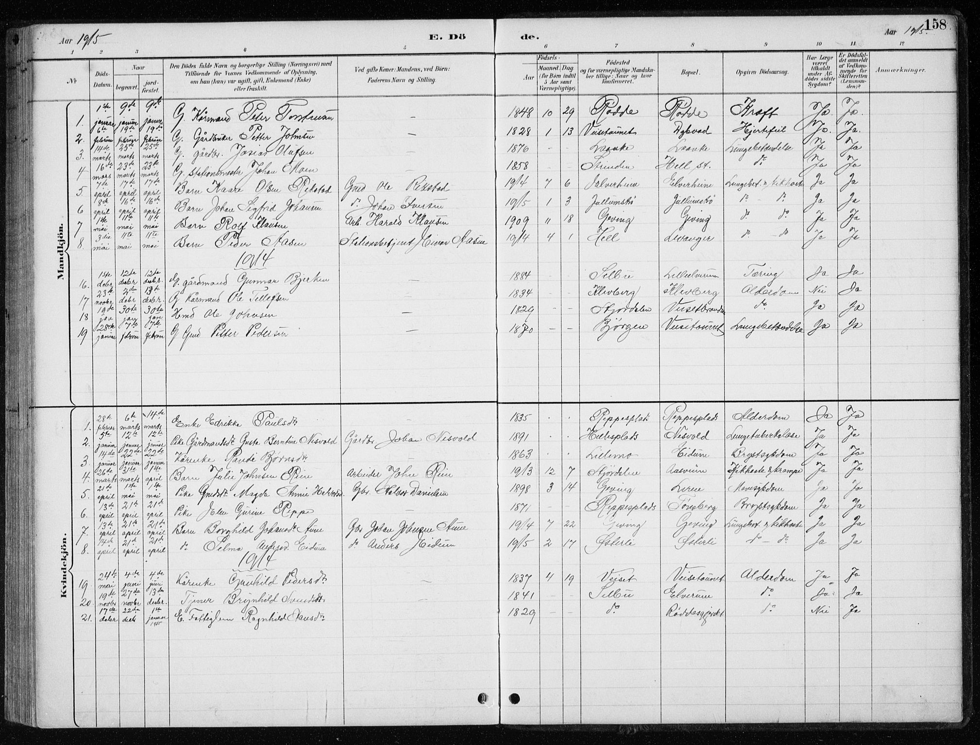 Ministerialprotokoller, klokkerbøker og fødselsregistre - Nord-Trøndelag, AV/SAT-A-1458/710/L0096: Parish register (copy) no. 710C01, 1892-1925, p. 158