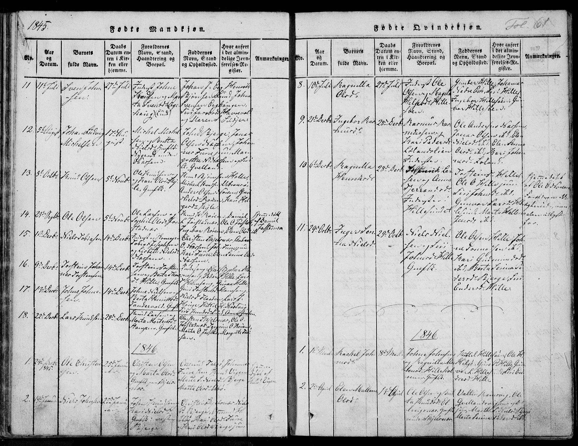 Nedstrand sokneprestkontor, AV/SAST-A-101841/01/IV: Parish register (official) no. A 7, 1816-1870, p. 61