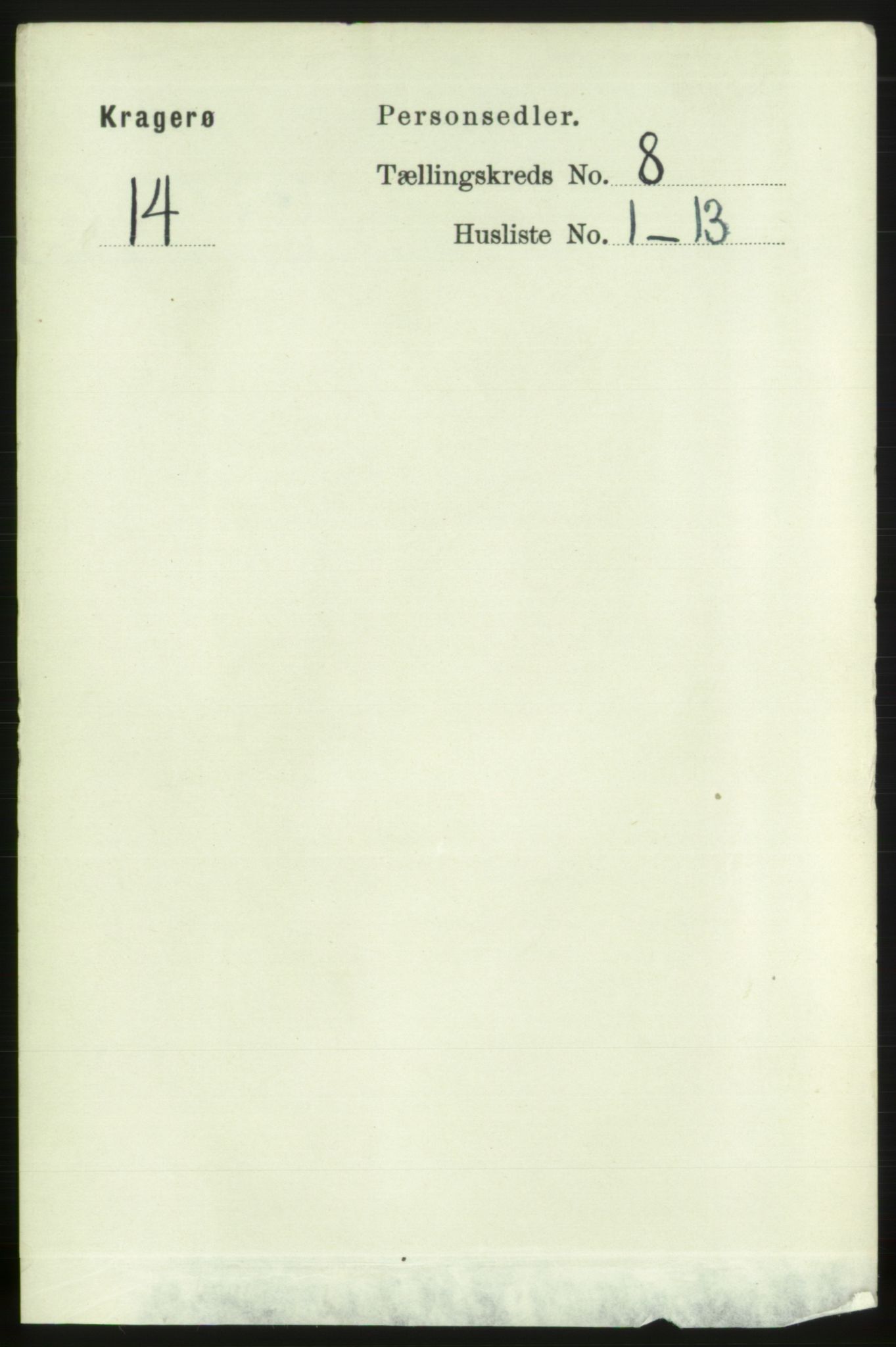 RA, 1891 census for 0801 Kragerø, 1891, p. 3562