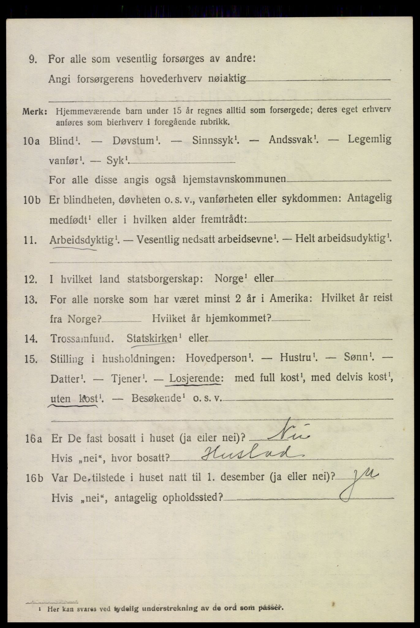 SAK, 1920 census for Bygland, 1920, p. 1450