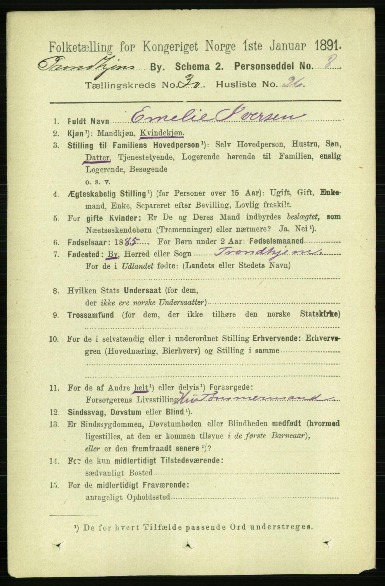 RA, 1891 census for 1601 Trondheim, 1891, p. 22708