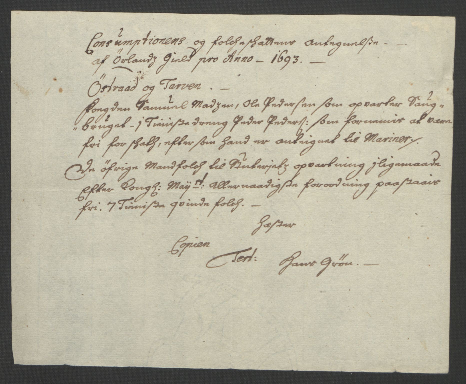 Rentekammeret inntil 1814, Reviderte regnskaper, Fogderegnskap, AV/RA-EA-4092/R57/L3851: Fogderegnskap Fosen, 1695-1696, p. 333