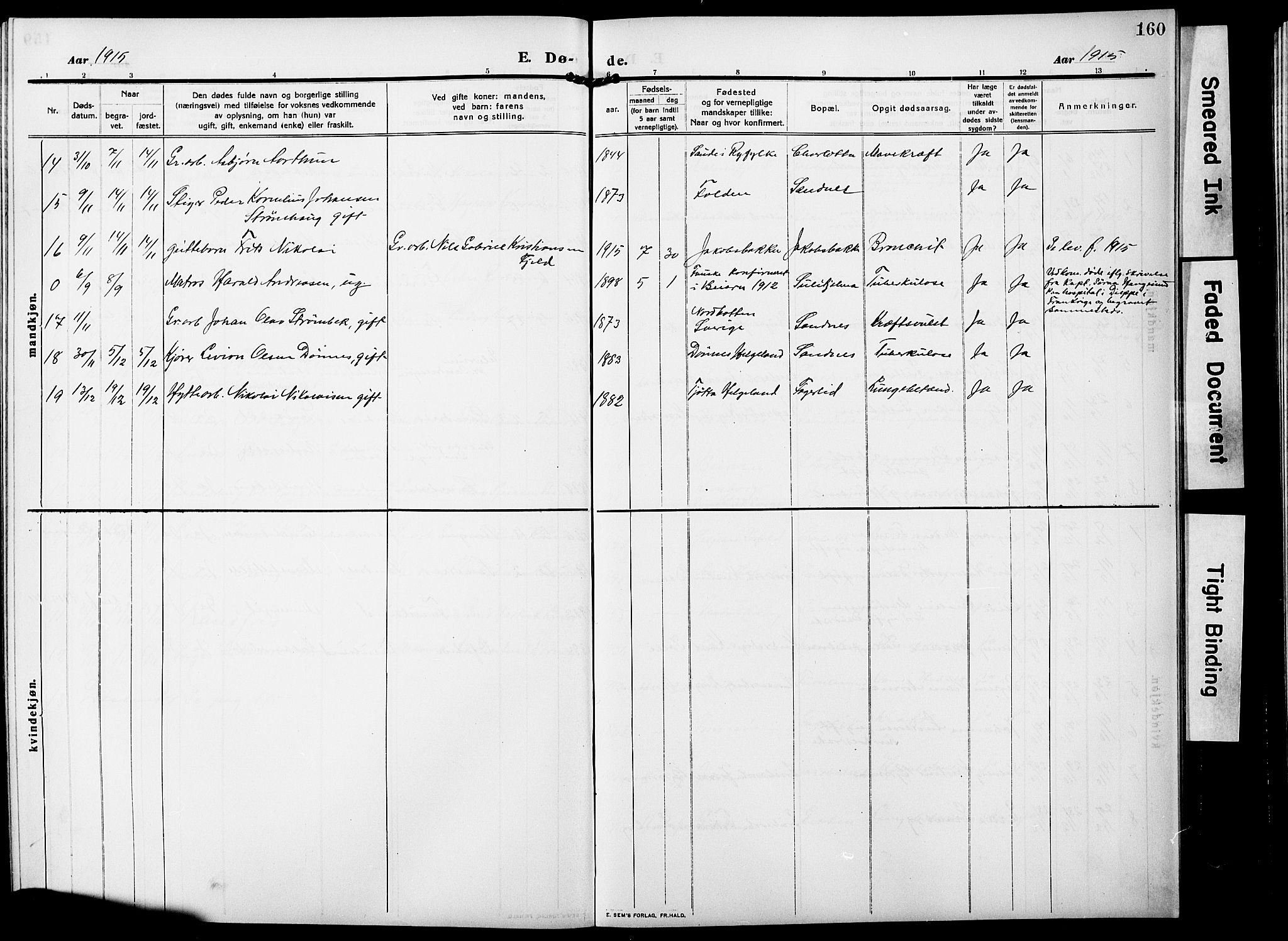 Ministerialprotokoller, klokkerbøker og fødselsregistre - Nordland, AV/SAT-A-1459/850/L0710: Parish register (official) no. 850A02, 1910-1920, p. 160