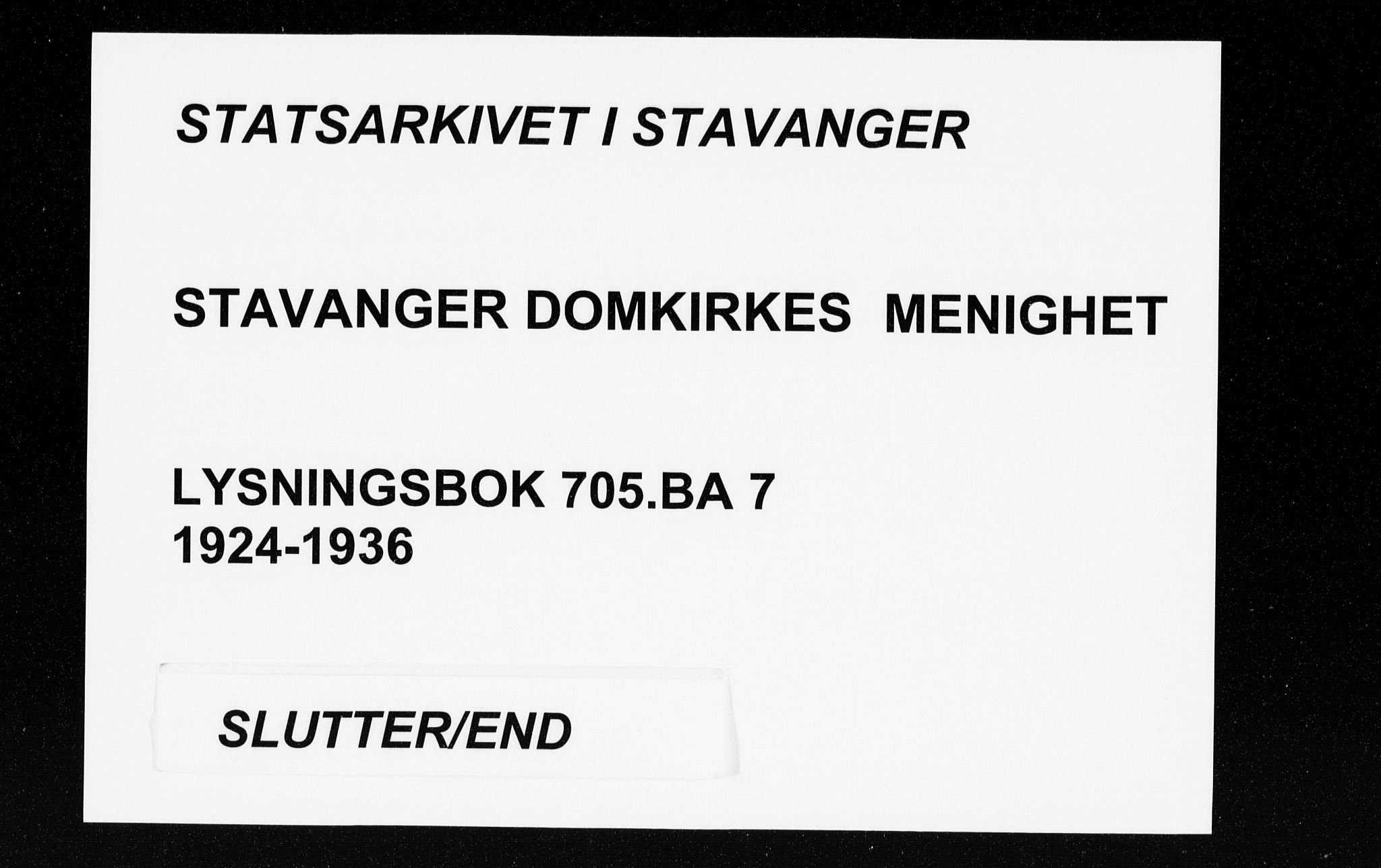 Domkirken sokneprestkontor, AV/SAST-A-101812/001/70/705BA/L0007: Banns register no. 705.BA.7, 1924-1936