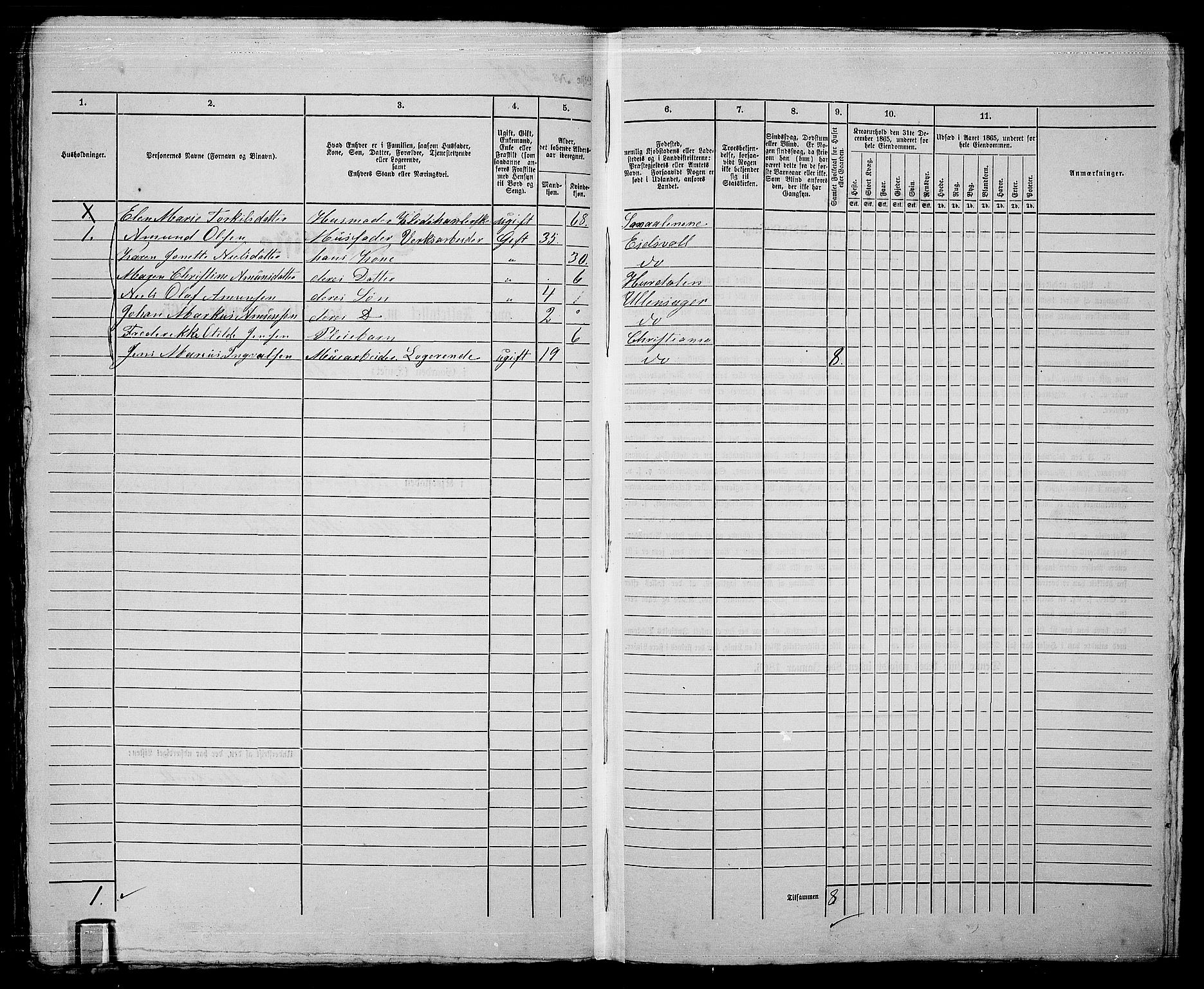 RA, 1865 census for Kristiania, 1865, p. 4896