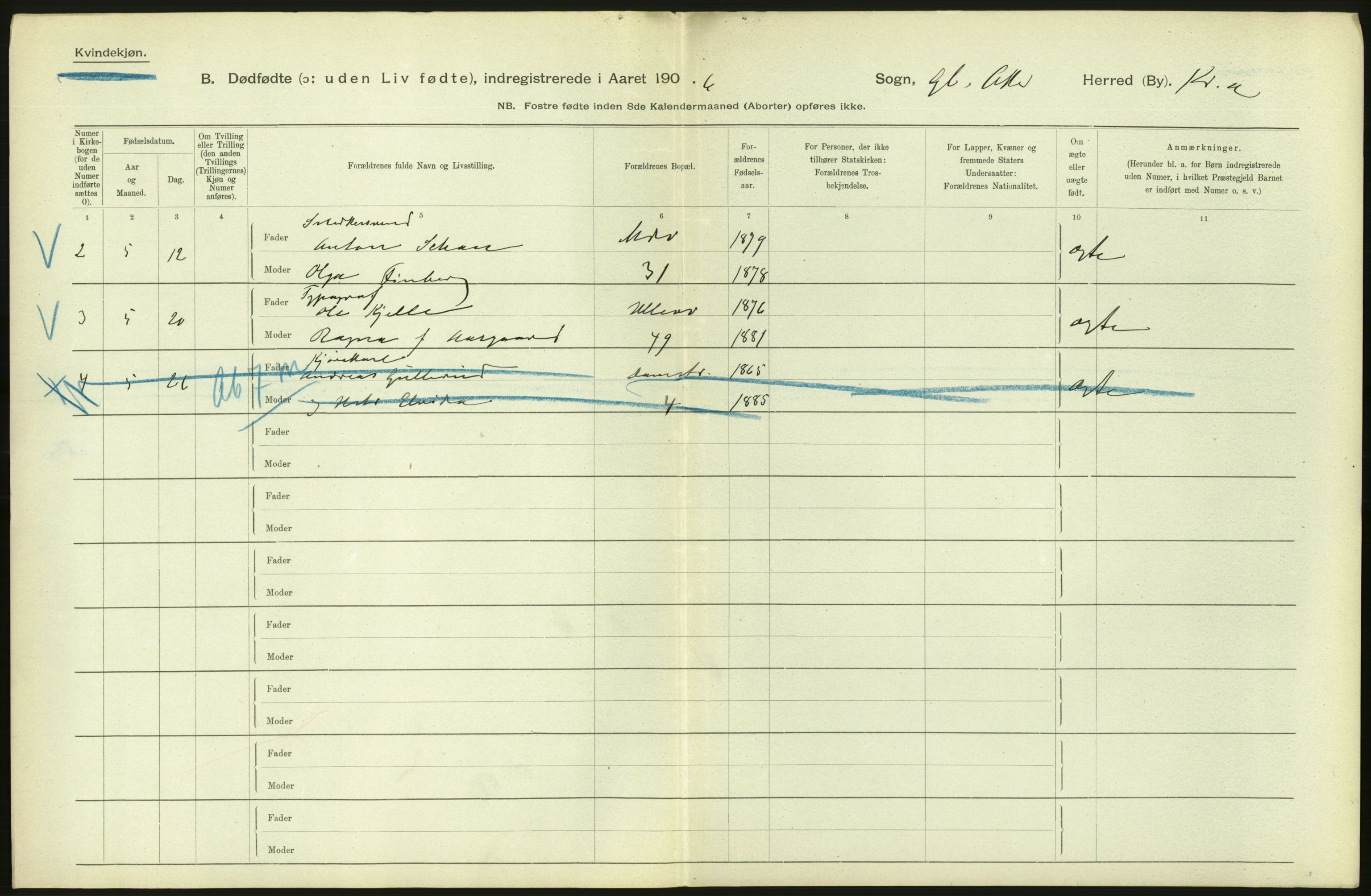 Statistisk sentralbyrå, Sosiodemografiske emner, Befolkning, RA/S-2228/D/Df/Dfa/Dfad/L0010: Kristiania: Døde, dødfødte, 1906, p. 18