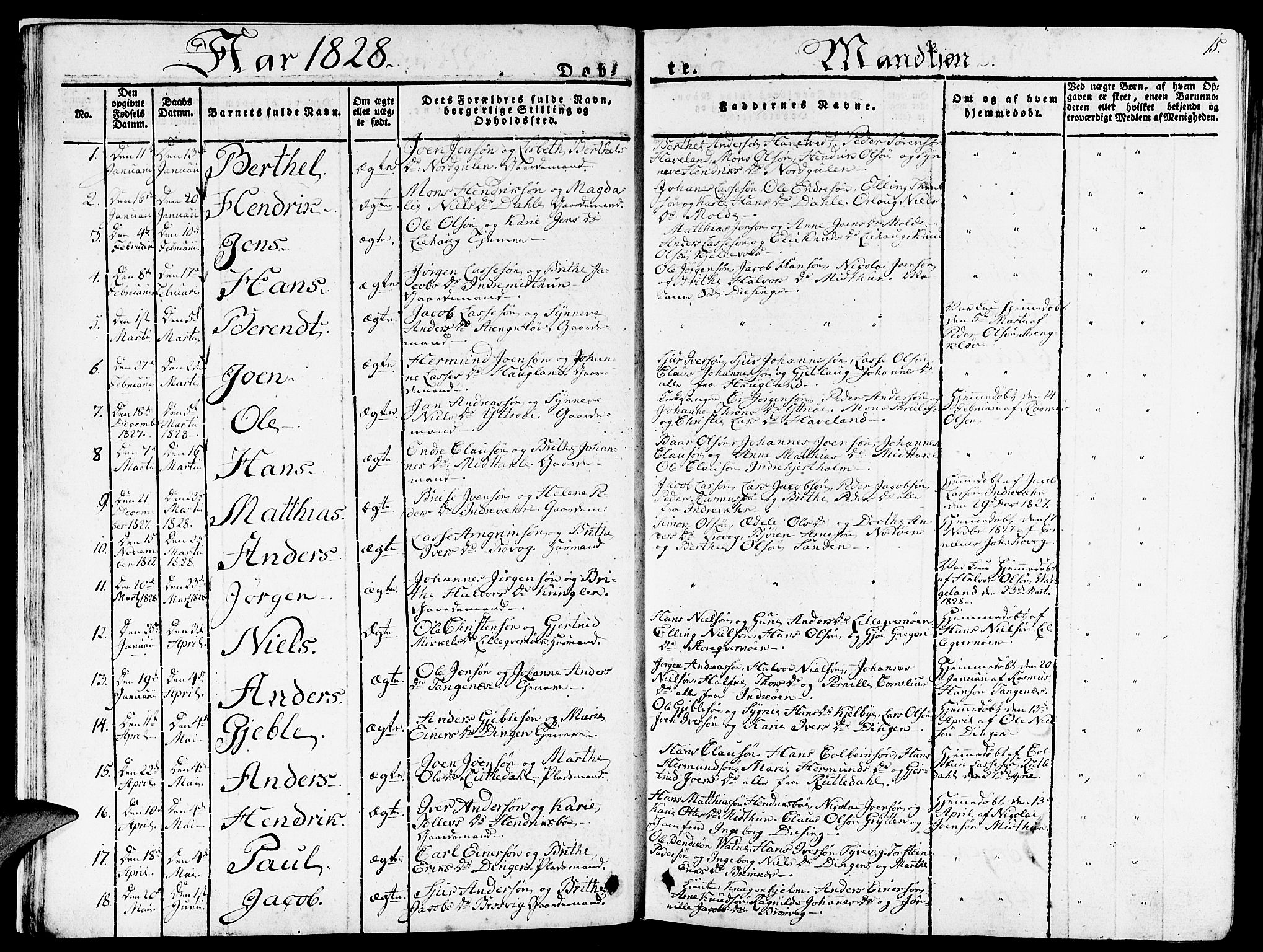 Gulen sokneprestembete, SAB/A-80201/H/Haa/Haaa/L0019: Parish register (official) no. A 19, 1826-1836, p. 15