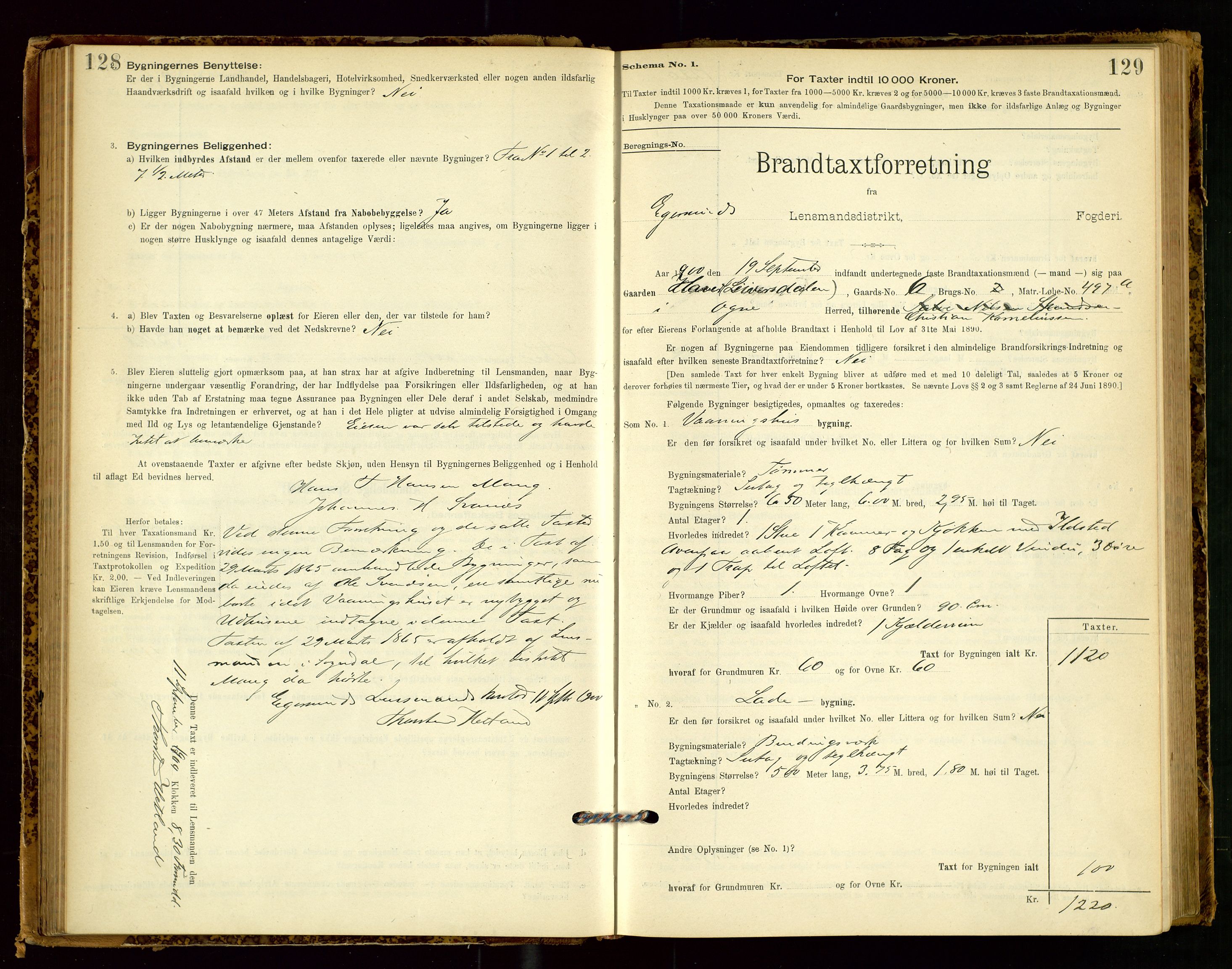 Eigersund lensmannskontor, AV/SAST-A-100171/Gob/L0001: Skjemaprotokoll, 1894-1909, p. 128-129