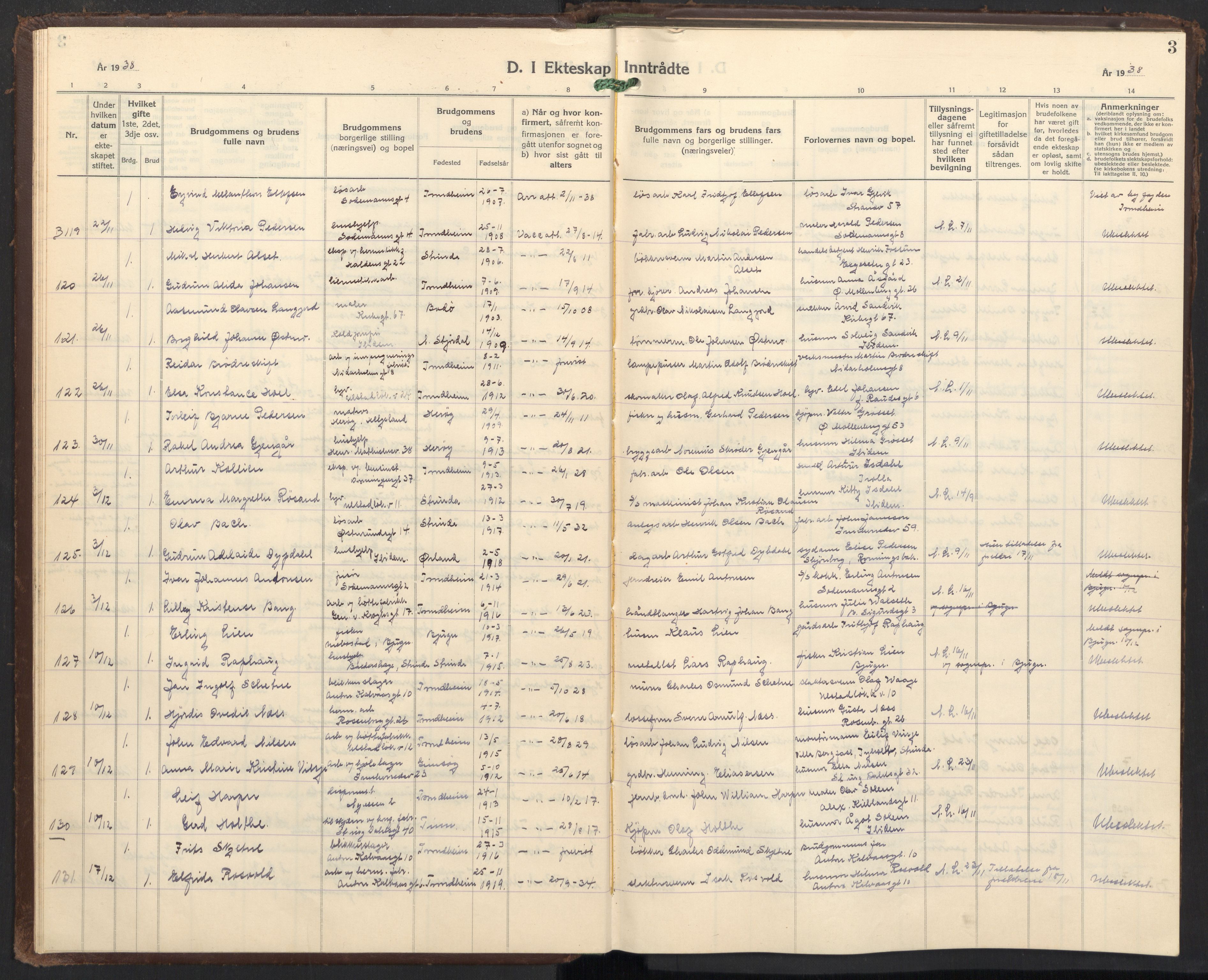 Ministerialprotokoller, klokkerbøker og fødselsregistre - Sør-Trøndelag, SAT/A-1456/605/L0263: Parish register (copy) no. 605C10, 1938-1949, p. 3
