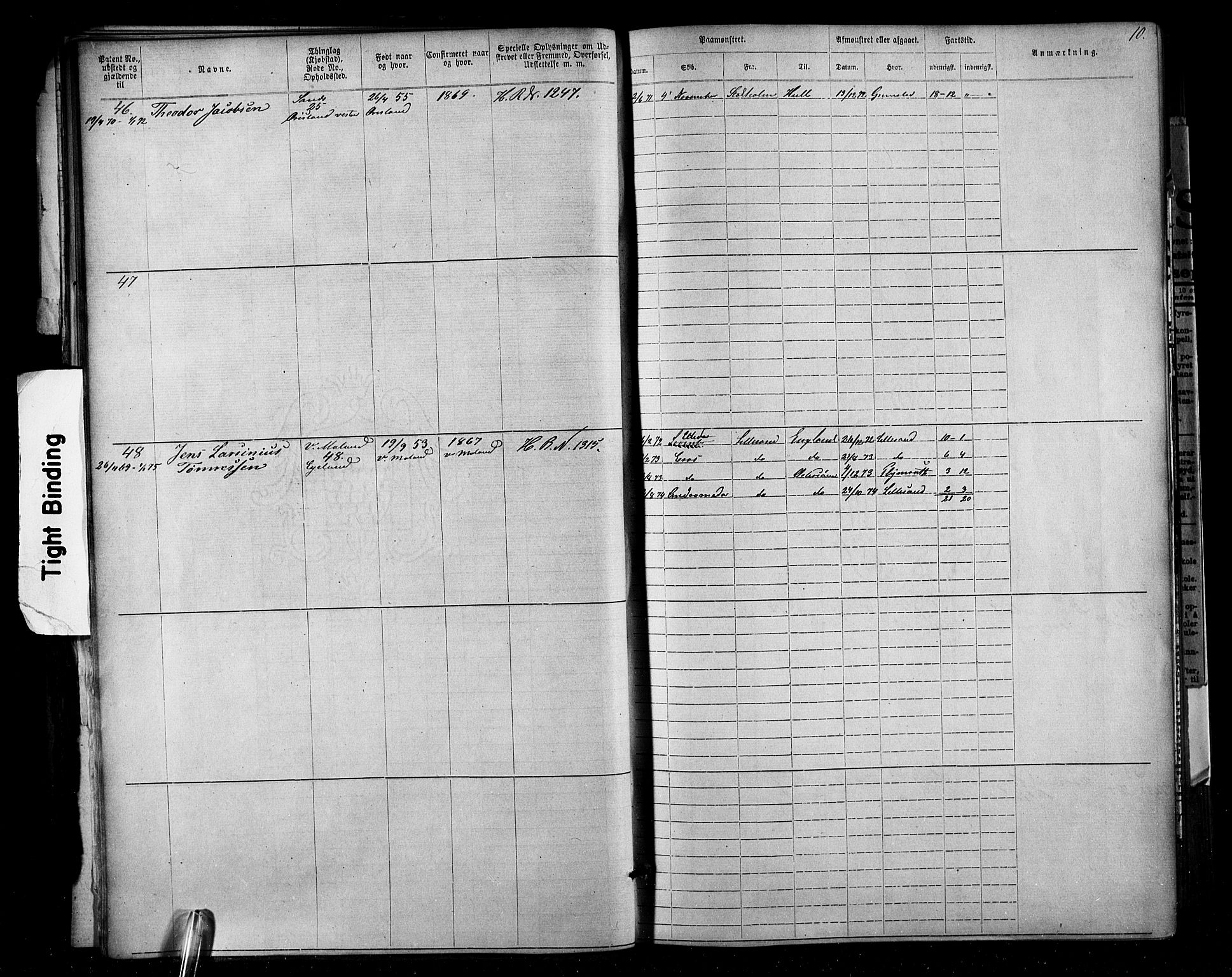Lillesand mønstringskrets, SAK/2031-0014/F/Fa/L0002: Annotasjonsrulle nr 1-1910 med register, W-8, 1868-1891, p. 30