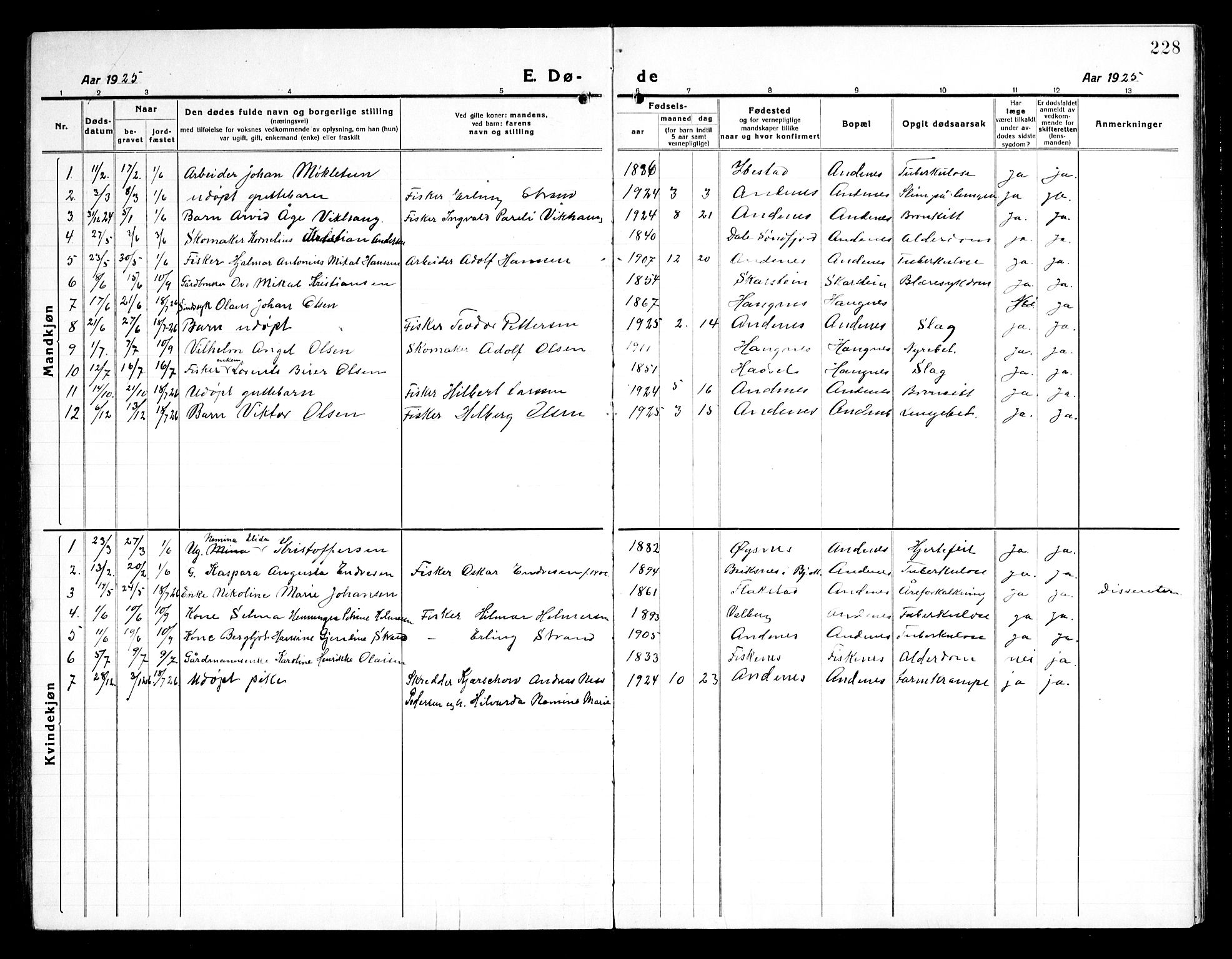 Ministerialprotokoller, klokkerbøker og fødselsregistre - Nordland, SAT/A-1459/899/L1450: Parish register (copy) no. 899C05, 1918-1945, p. 228