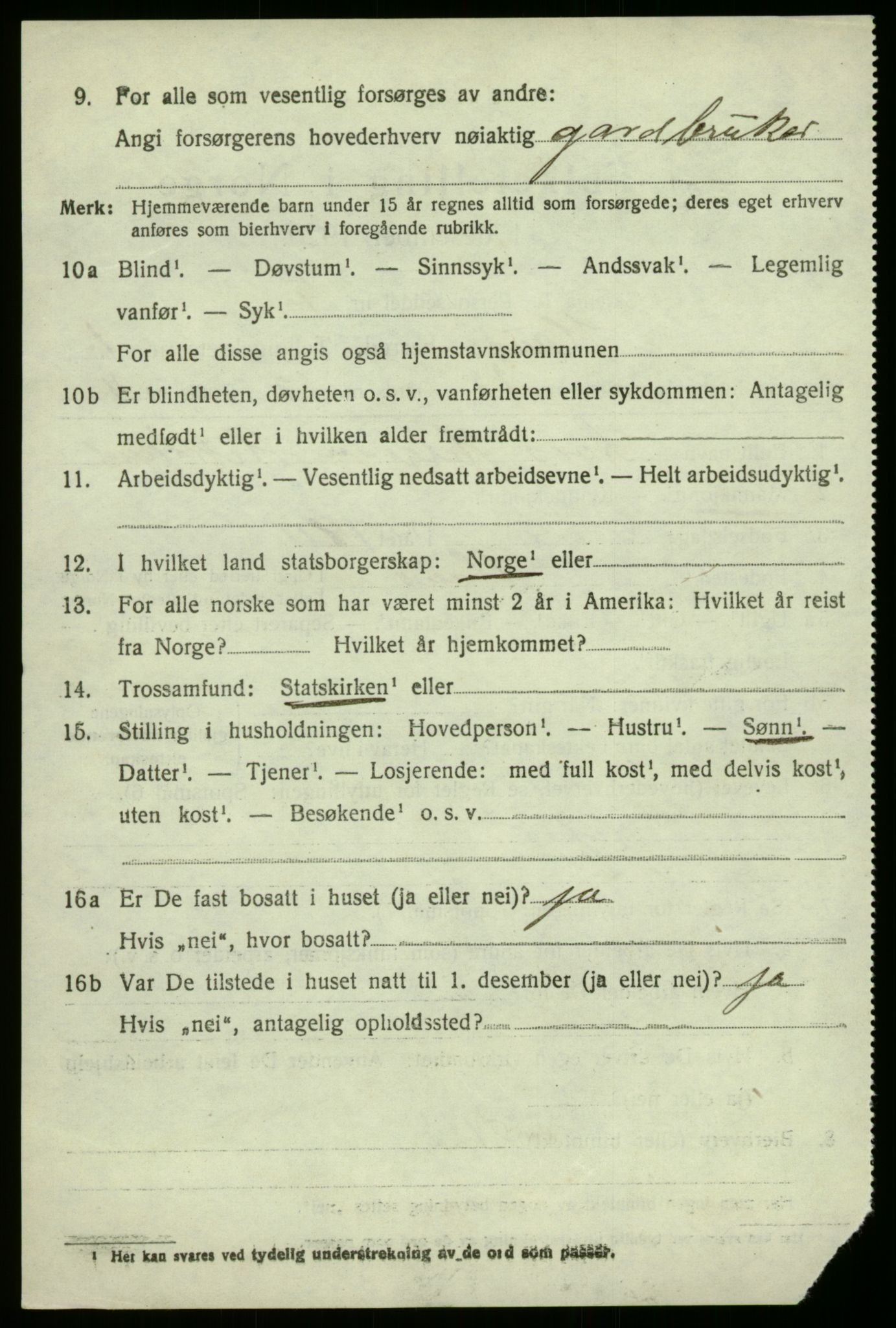 SAB, 1920 census for Haus, 1920, p. 2030