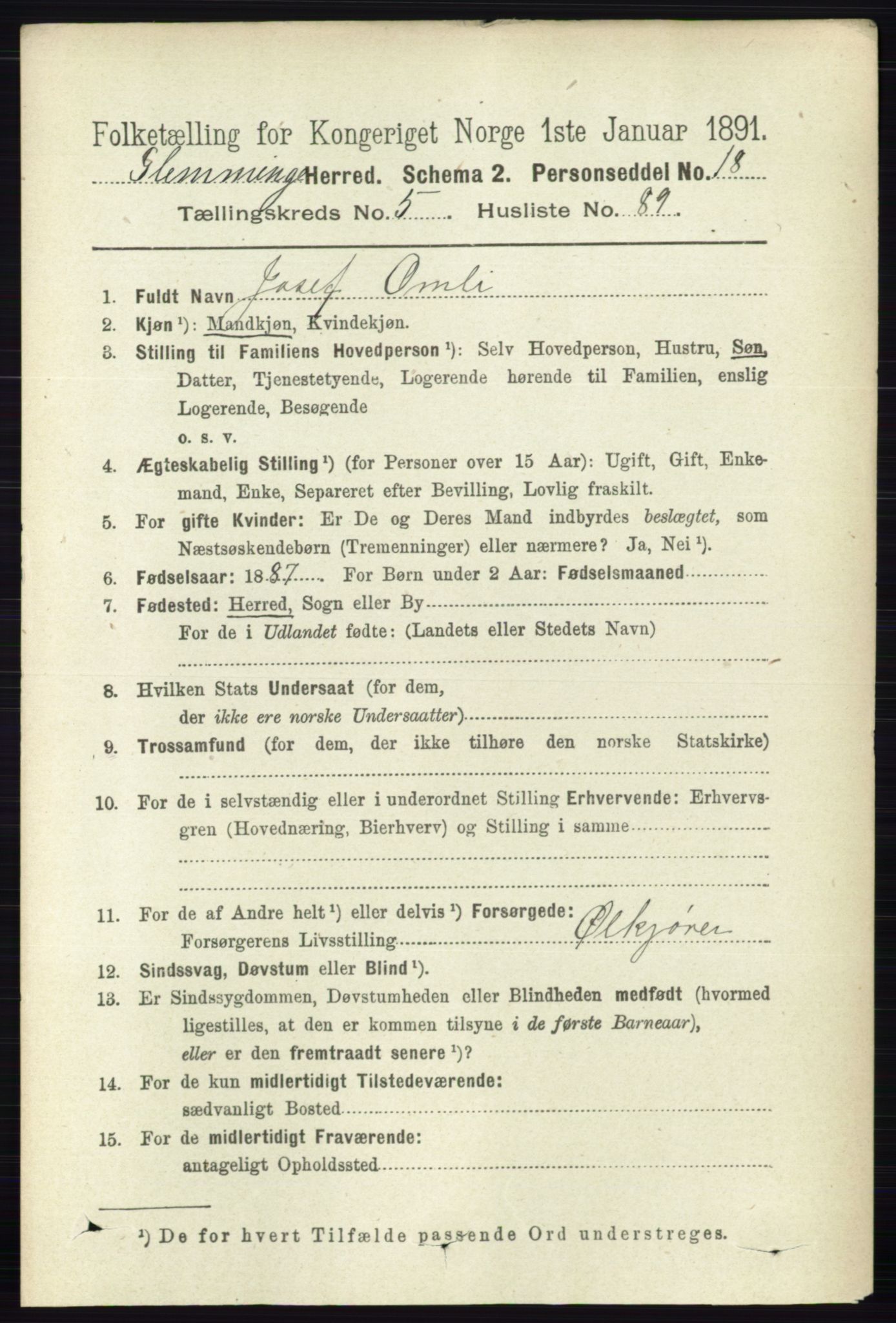 RA, 1891 census for 0132 Glemmen, 1891, p. 6751