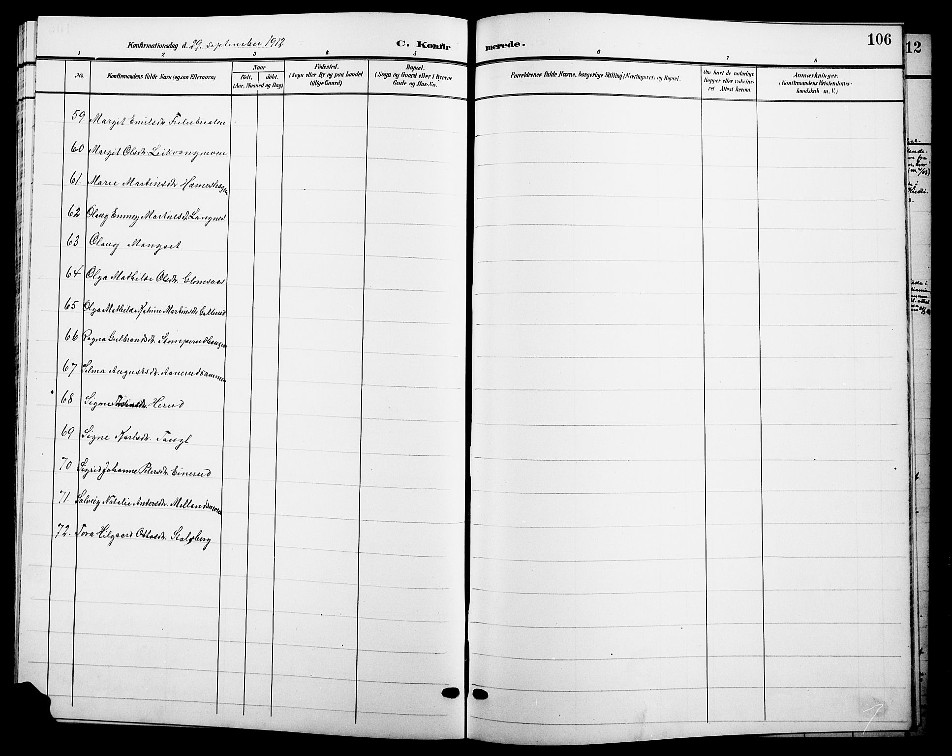 Sør-Odal prestekontor, SAH/PREST-030/H/Ha/Hab/L0005: Parish register (copy) no. 5, 1903-1915, p. 106