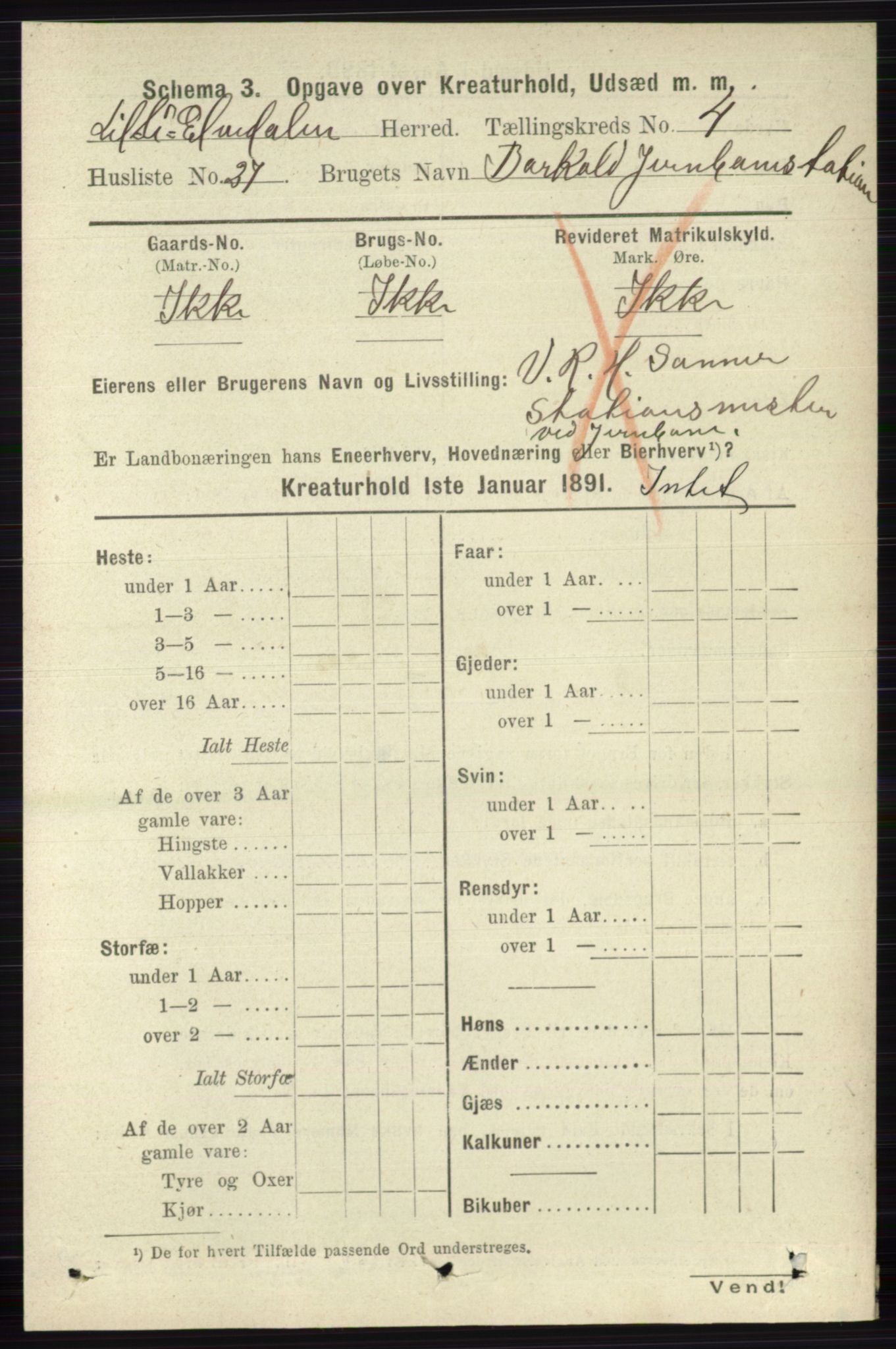 RA, 1891 census for 0438 Lille Elvedalen, 1891, p. 4286