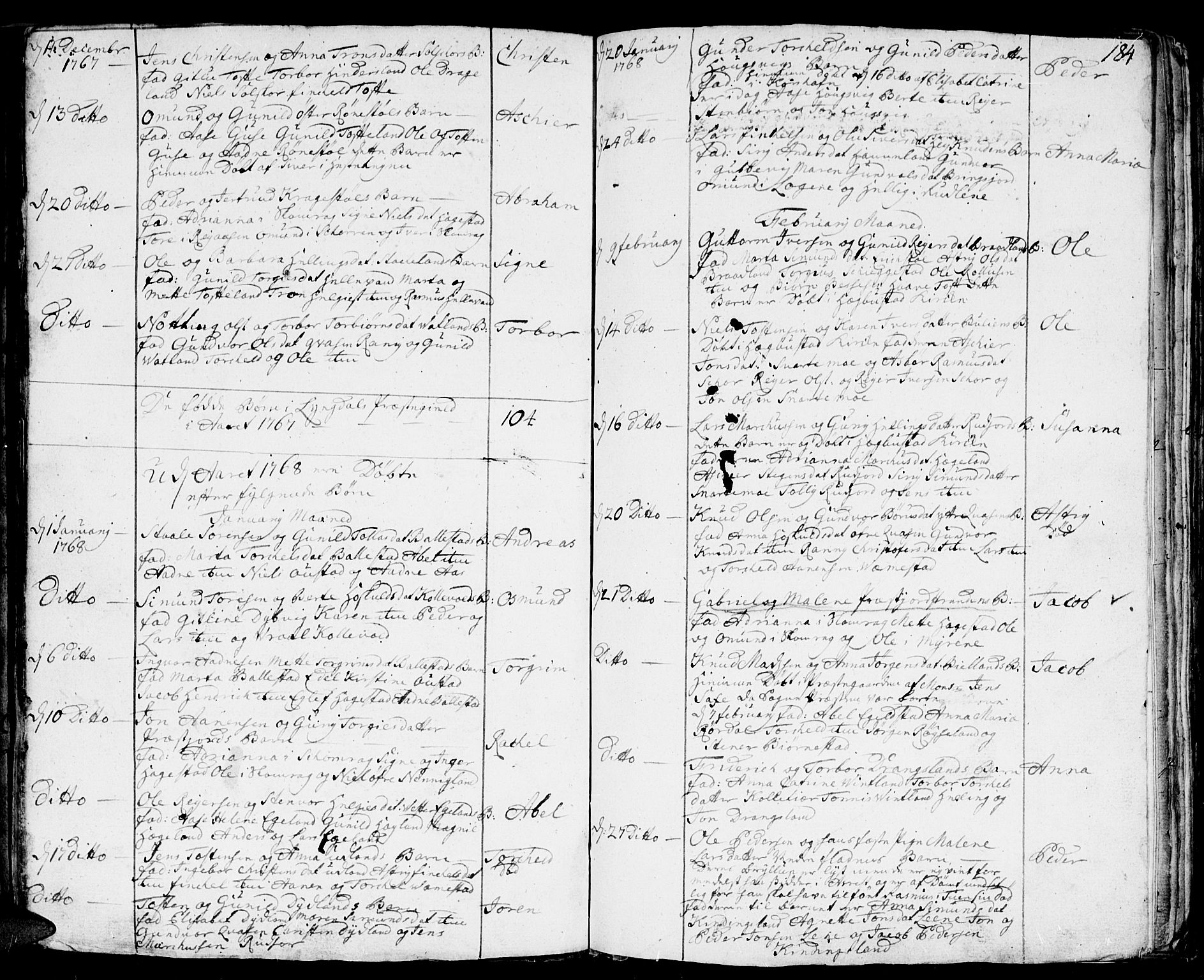 Lyngdal sokneprestkontor, SAK/1111-0029/F/Fa/Fac/L0001: Parish register (official) no. A 1, 1727-1779, p. 184