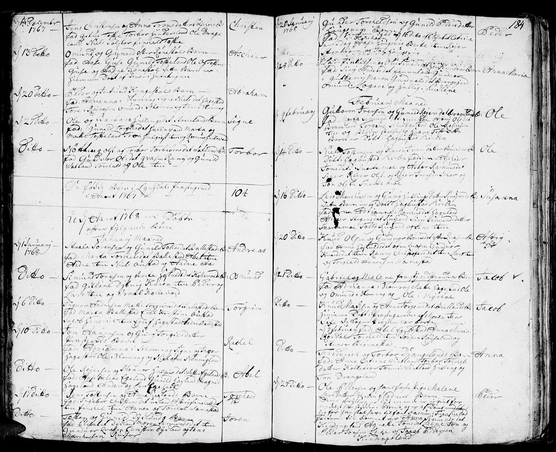 Lyngdal sokneprestkontor, AV/SAK-1111-0029/F/Fa/Fac/L0001: Parish register (official) no. A 1, 1727-1779, p. 184