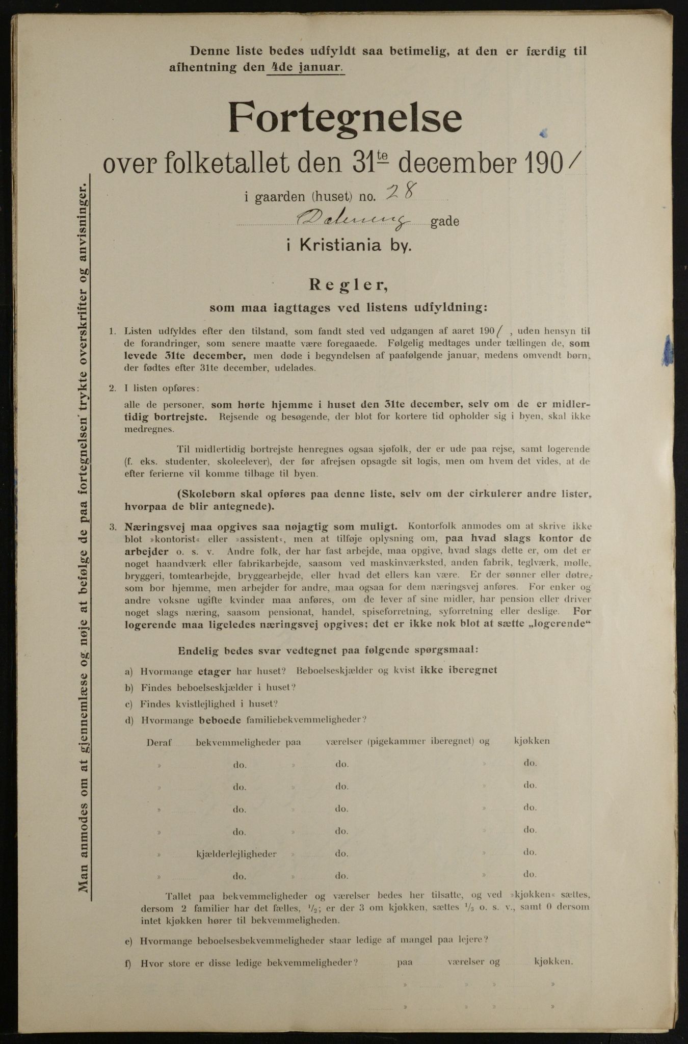 OBA, Municipal Census 1901 for Kristiania, 1901, p. 2853