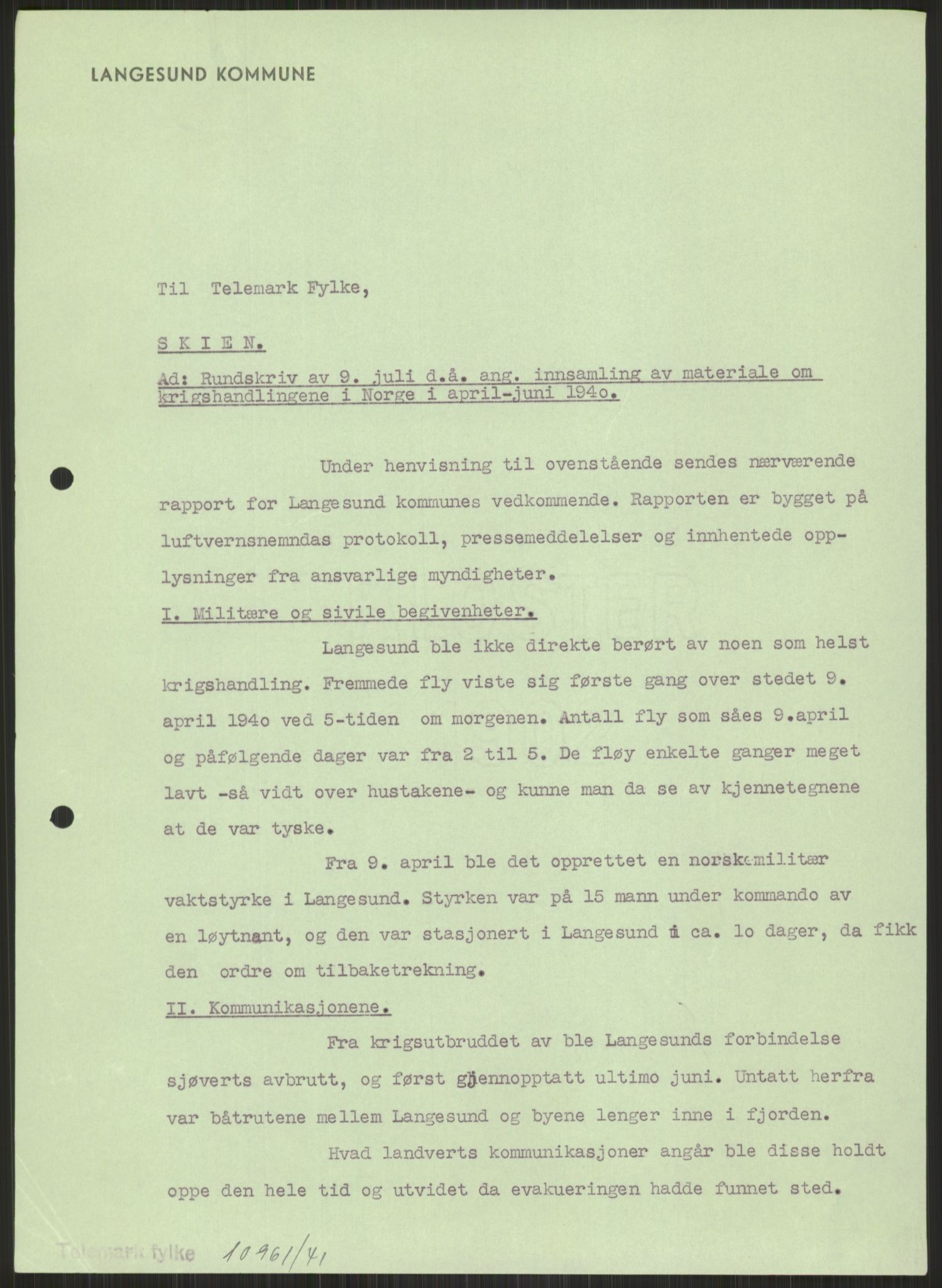 Forsvaret, Forsvarets krigshistoriske avdeling, AV/RA-RAFA-2017/Y/Ya/L0014: II-C-11-31 - Fylkesmenn.  Rapporter om krigsbegivenhetene 1940., 1940, p. 660