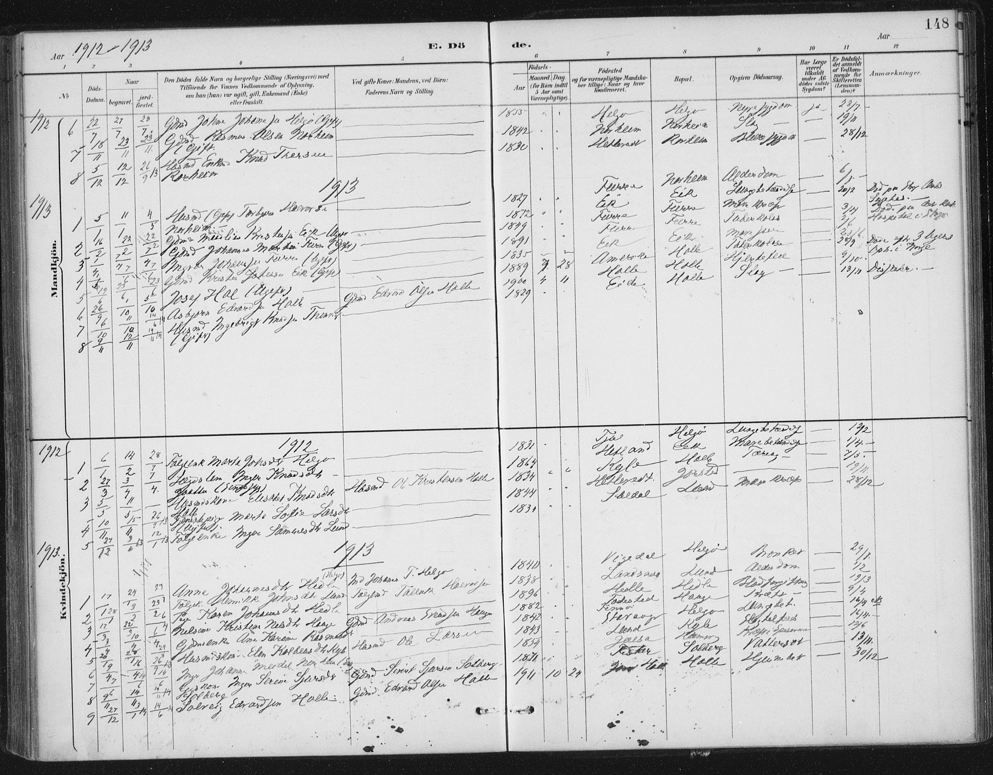 Nedstrand sokneprestkontor, AV/SAST-A-101841/01/IV: Parish register (official) no. A 13, 1887-1915, p. 148