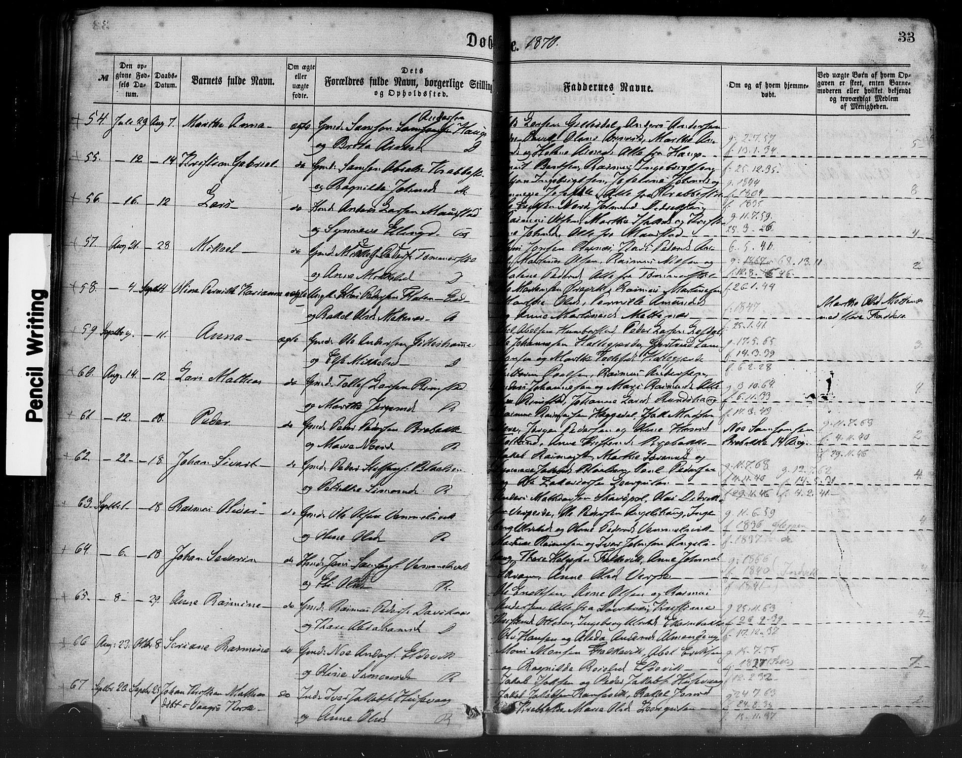 Davik sokneprestembete, SAB/A-79701/H/Haa/Haaa/L0006: Parish register (official) no. A 6, 1867-1881, p. 33