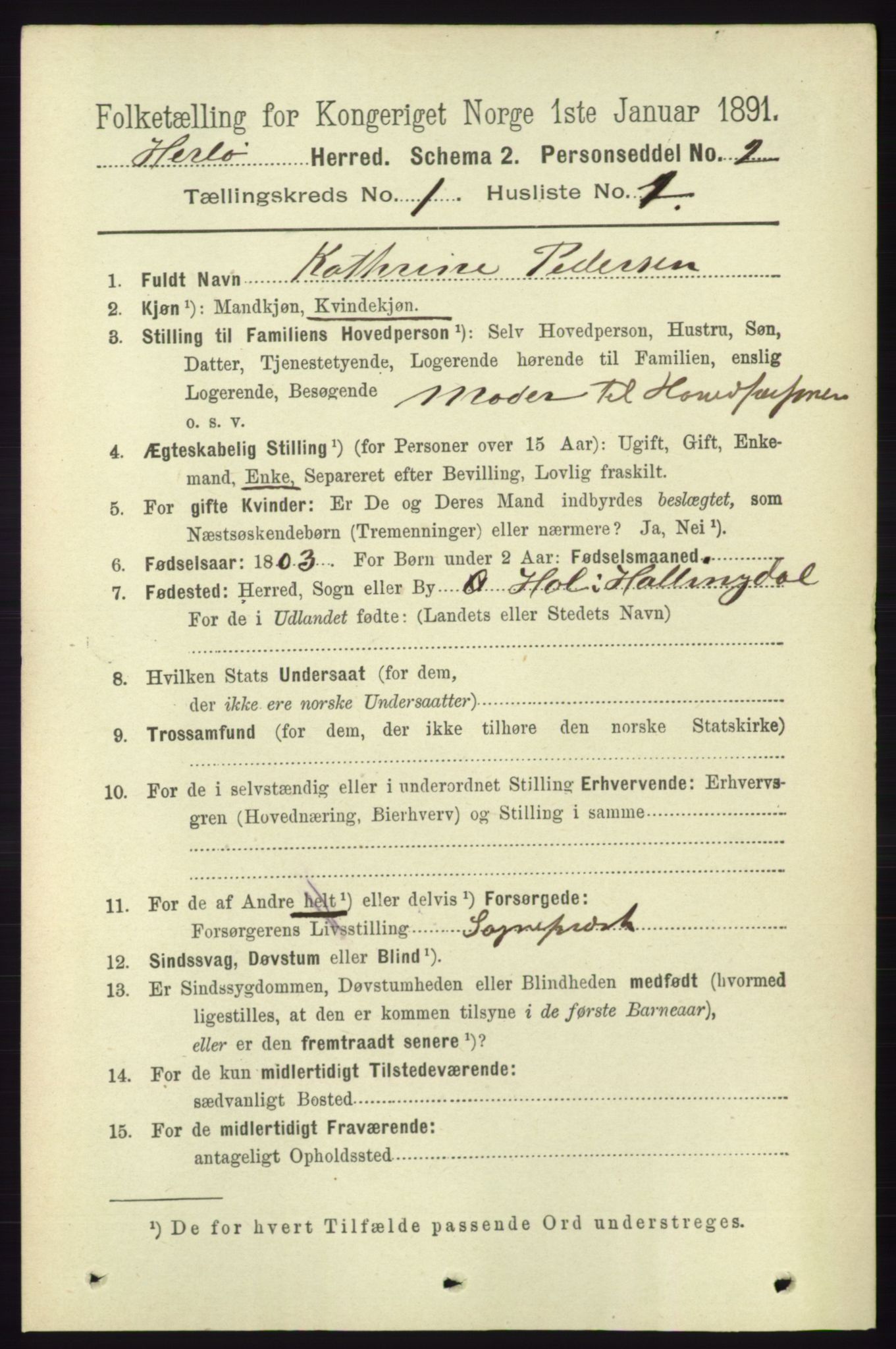 RA, 1891 census for 1258 Herdla, 1891, p. 88