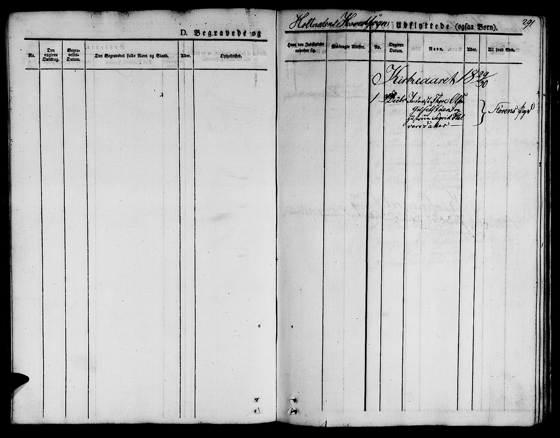 Ministerialprotokoller, klokkerbøker og fødselsregistre - Sør-Trøndelag, SAT/A-1456/685/L0960: Parish register (official) no. 685A05 /1, 1829-1845, p. 291
