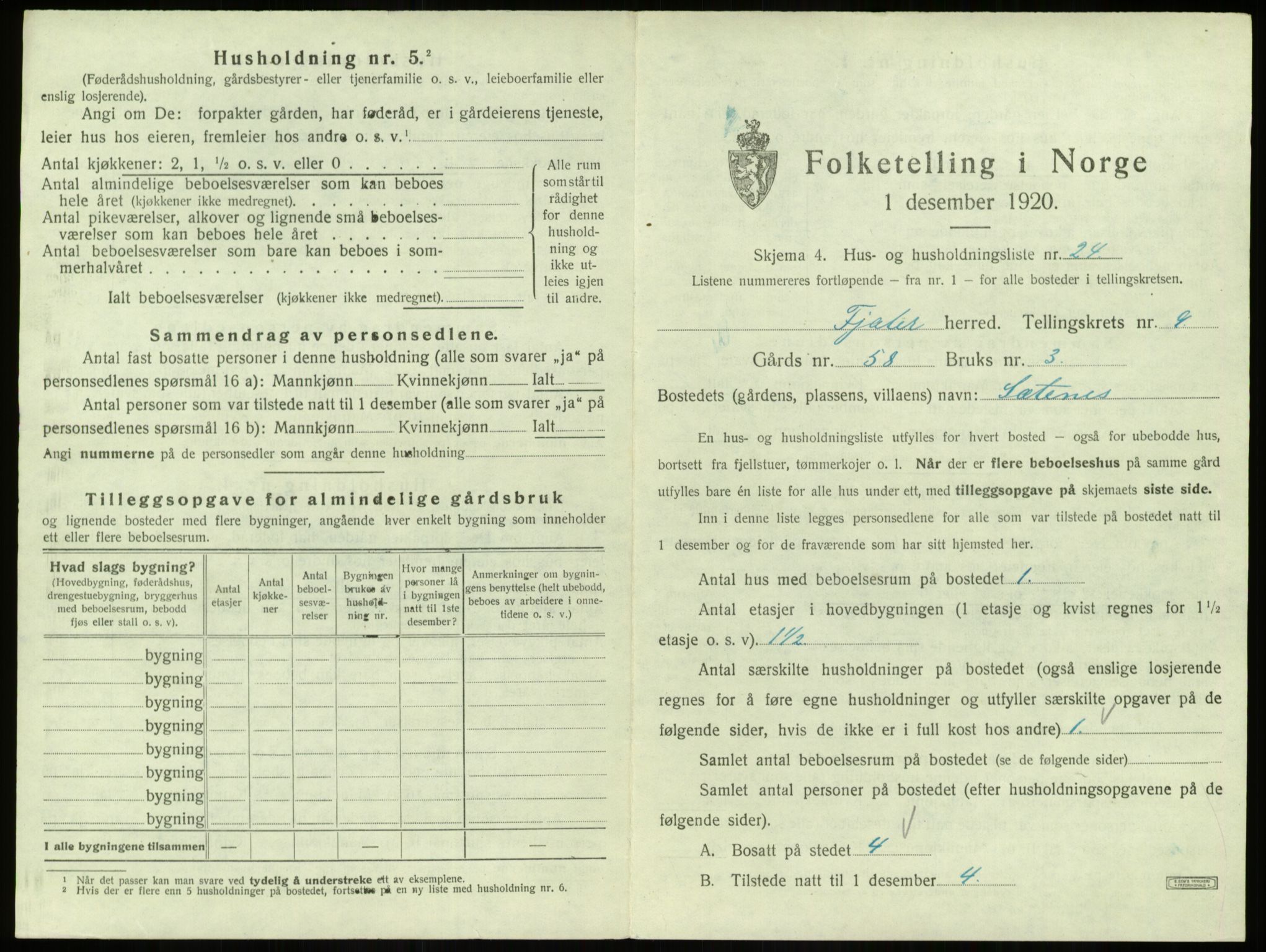 SAB, 1920 census for Fjaler, 1920, p. 704