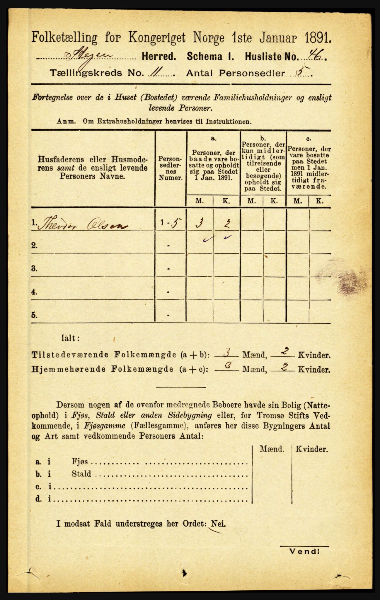 RA, 1891 census for 1848 Steigen, 1891, p. 3778