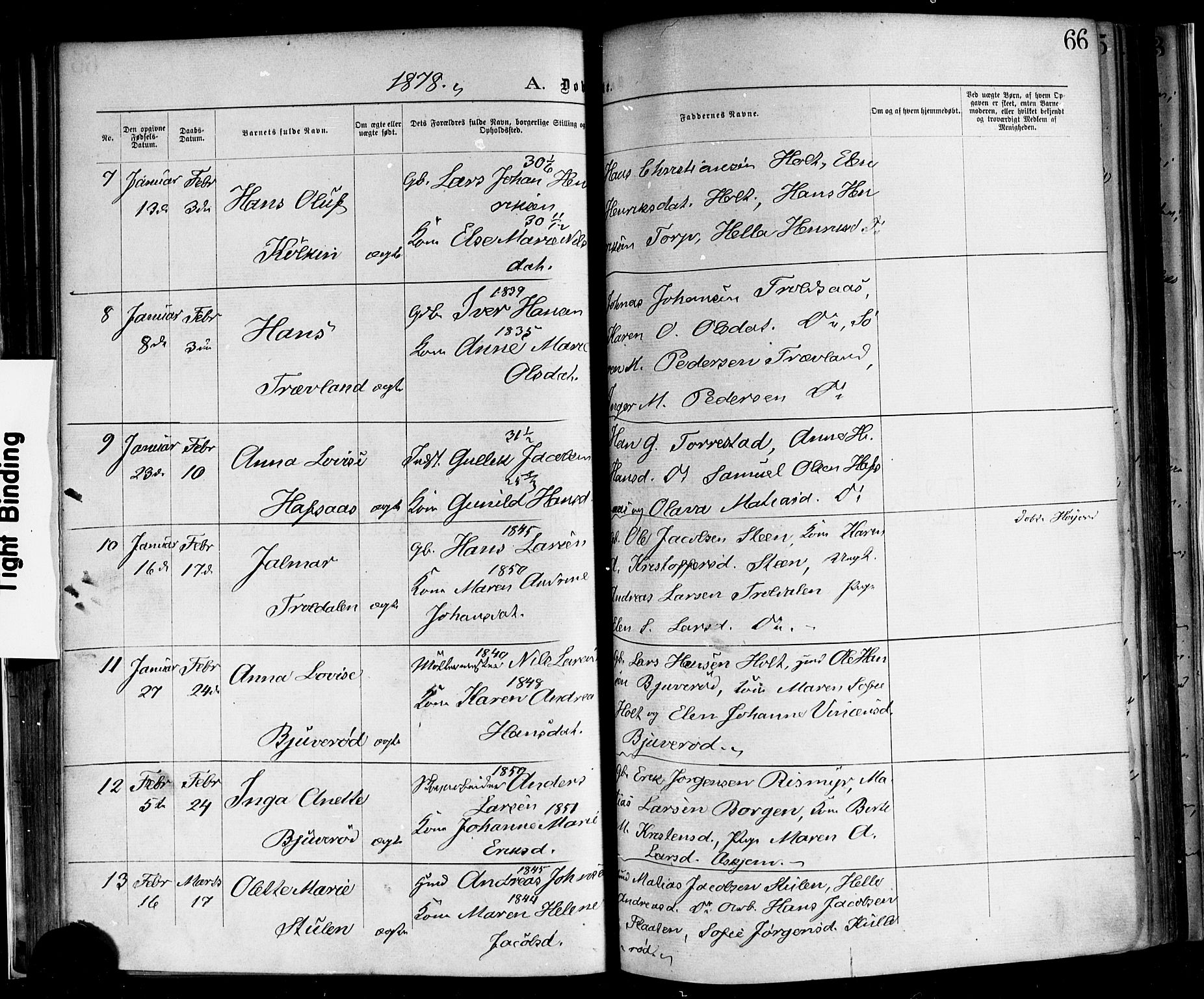 Andebu kirkebøker, SAKO/A-336/F/Fa/L0006: Parish register (official) no. 6, 1871-1878, p. 66
