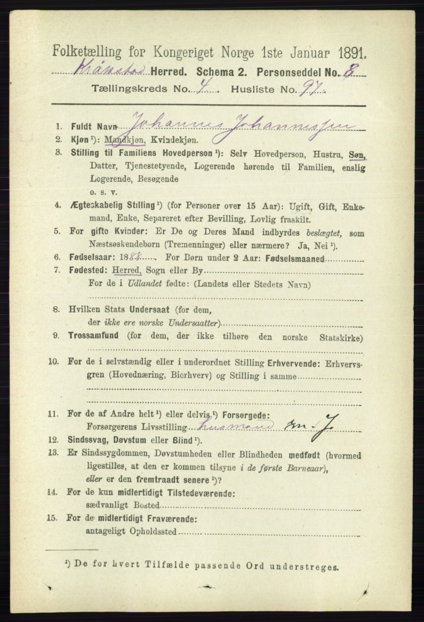 RA, 1891 census for 0212 Kråkstad, 1891, p. 2392