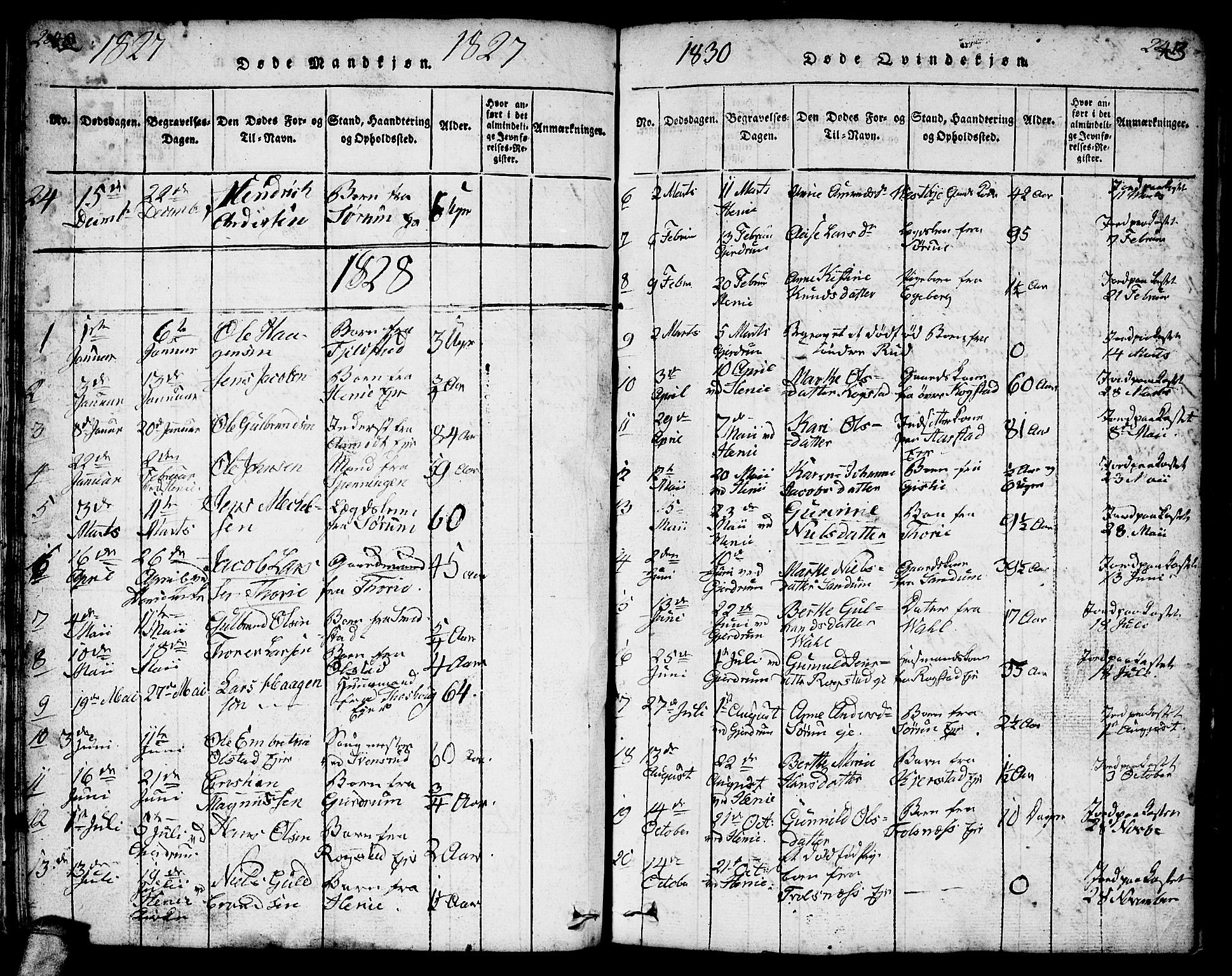 Gjerdrum prestekontor Kirkebøker, AV/SAO-A-10412b/F/Fa/L0004: Parish register (official) no. I 4, 1816-1836, p. 242-243