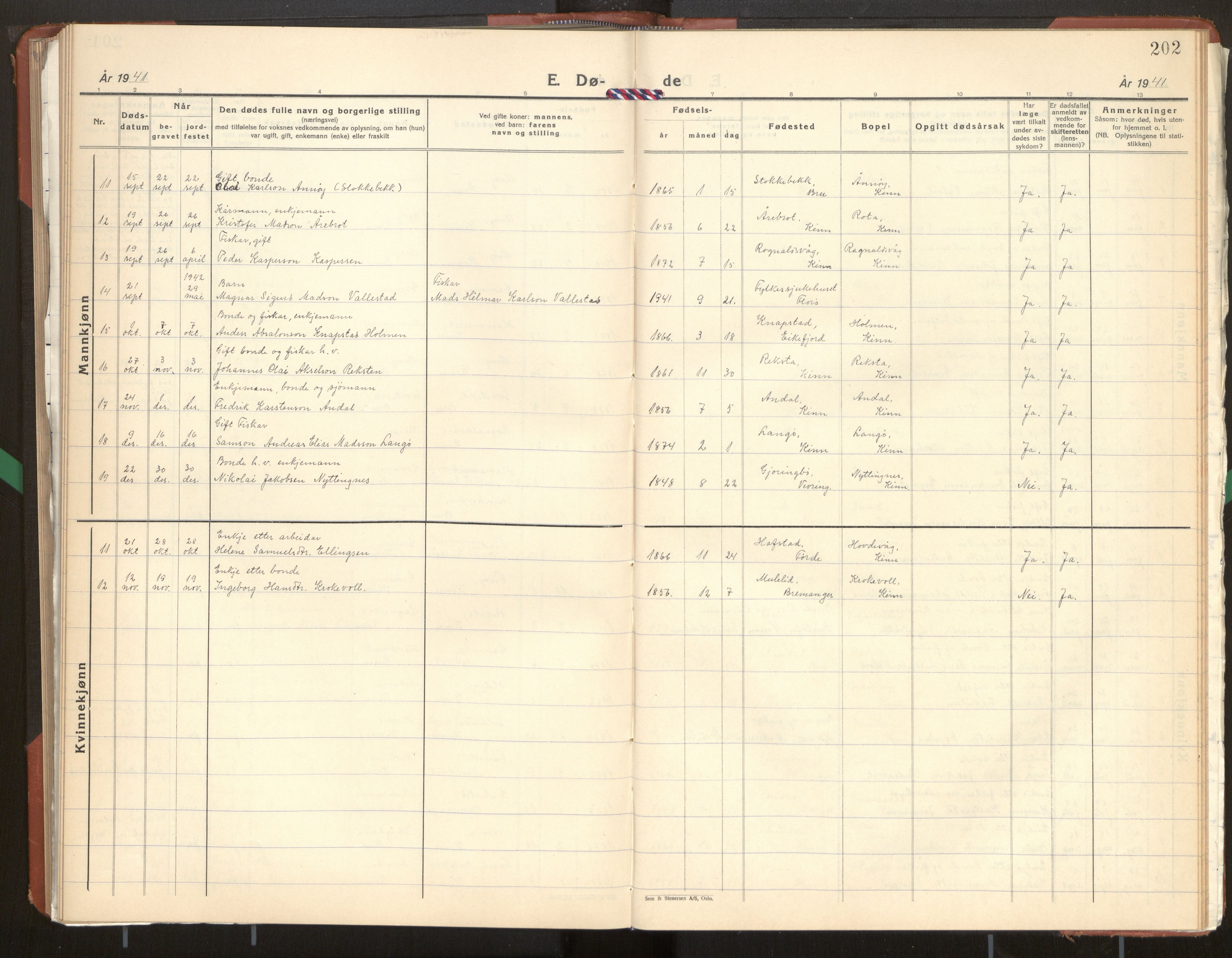 Kinn sokneprestembete, AV/SAB-A-80801/H/Hab/Haba/L0003: Parish register (copy) no. A 3, 1939-1960, p. 202