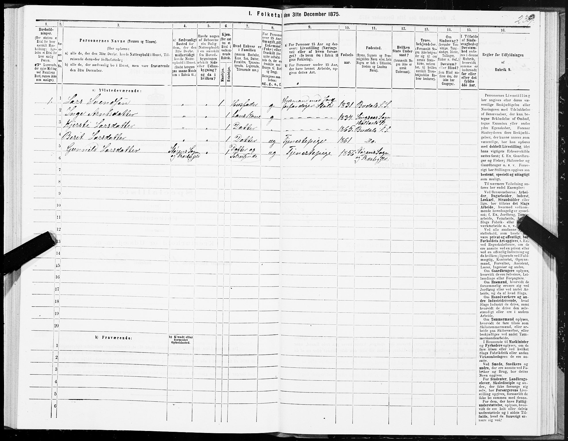 SAT, 1875 census for 1648P Støren, 1875, p. 3239