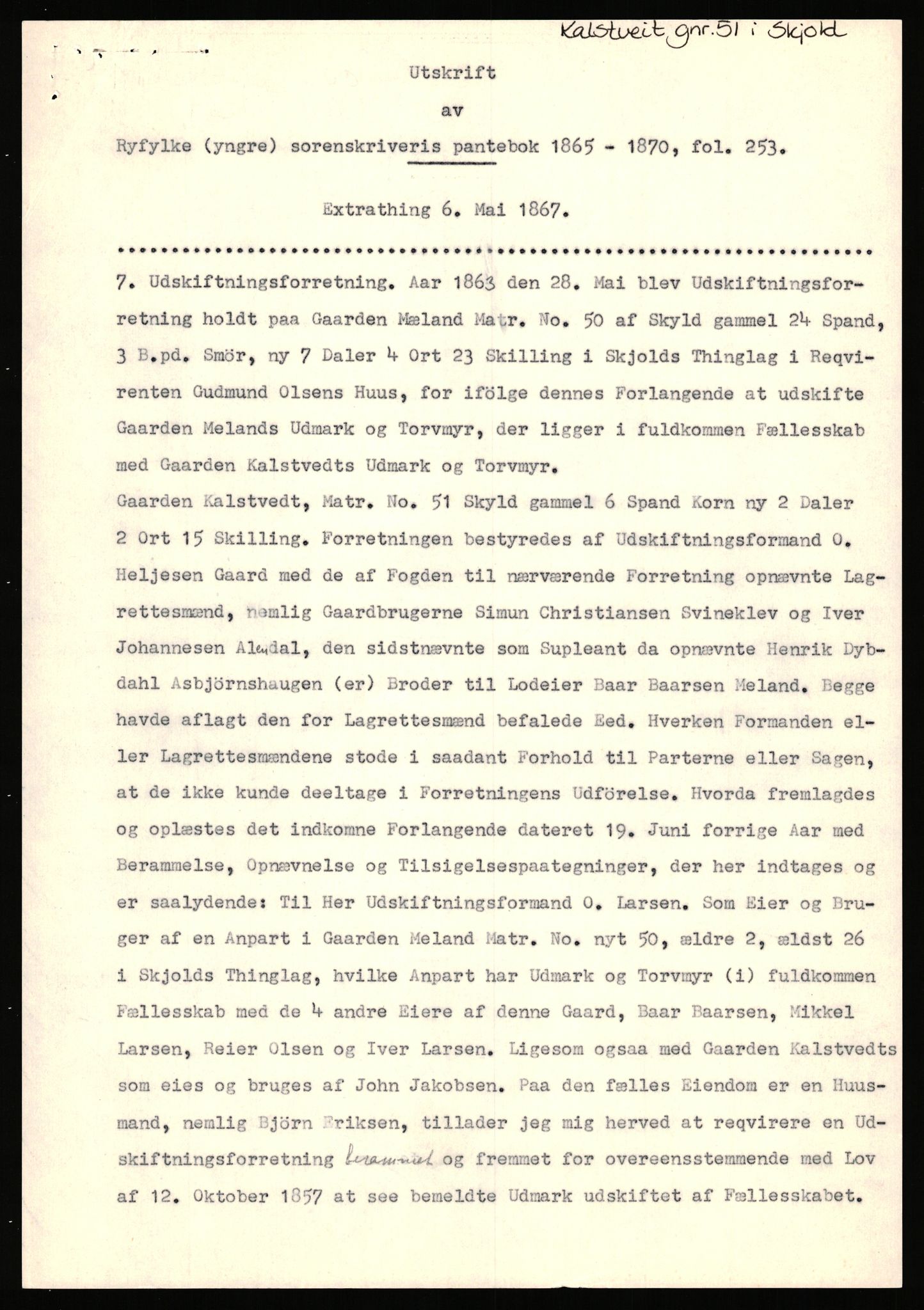 Statsarkivet i Stavanger, SAST/A-101971/03/Y/Yj/L0046: Avskrifter sortert etter gårdsnavn: Kalleim - Kirke-Sole, 1750-1930, p. 274