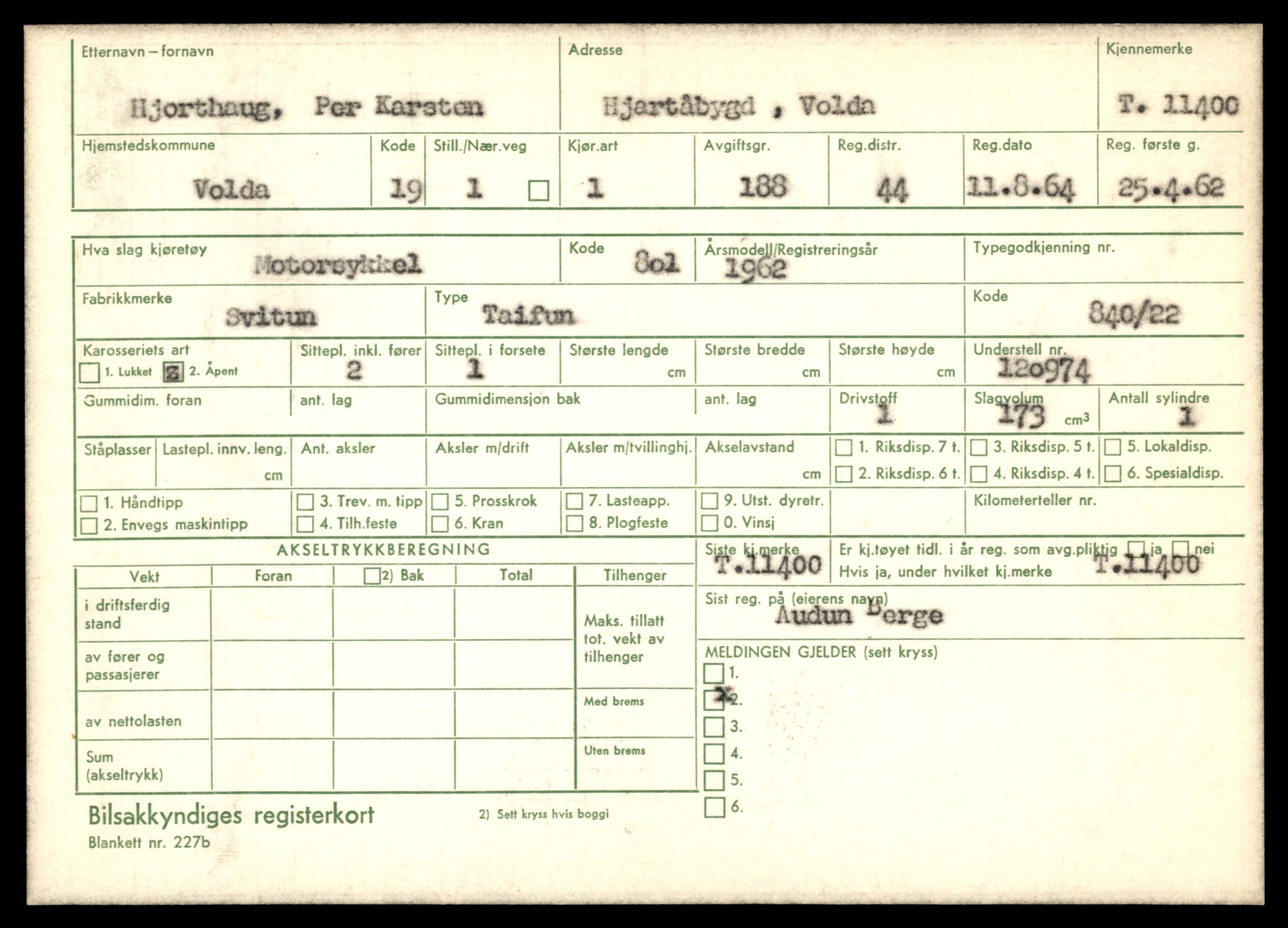 Møre og Romsdal vegkontor - Ålesund trafikkstasjon, SAT/A-4099/F/Fe/L0028: Registreringskort for kjøretøy T 11290 - T 11429, 1927-1998, p. 2469