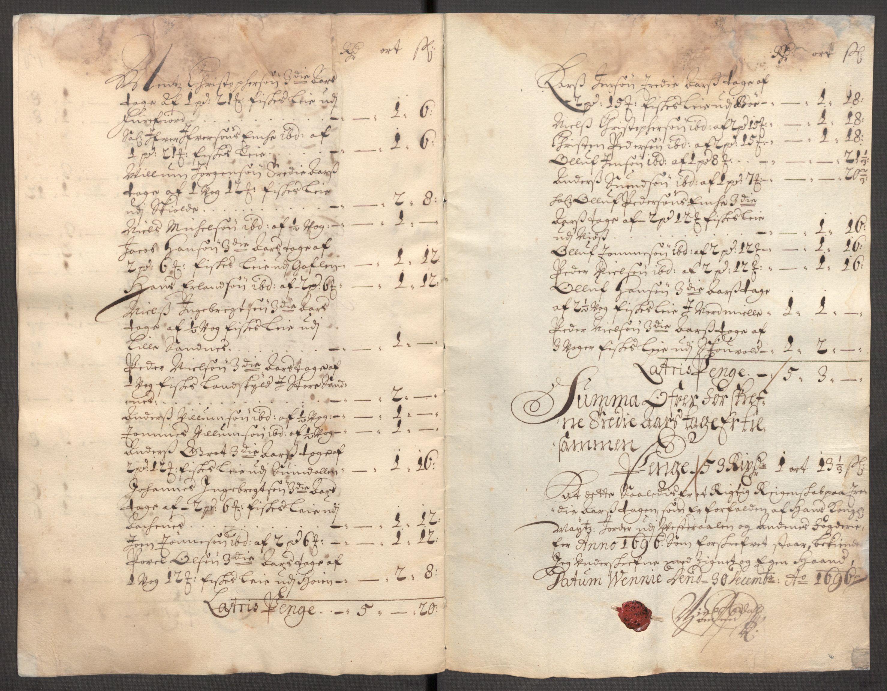 Rentekammeret inntil 1814, Reviderte regnskaper, Fogderegnskap, RA/EA-4092/R67/L4678: Fogderegnskap Vesterålen, Andenes og Lofoten, 1696-1708, p. 117