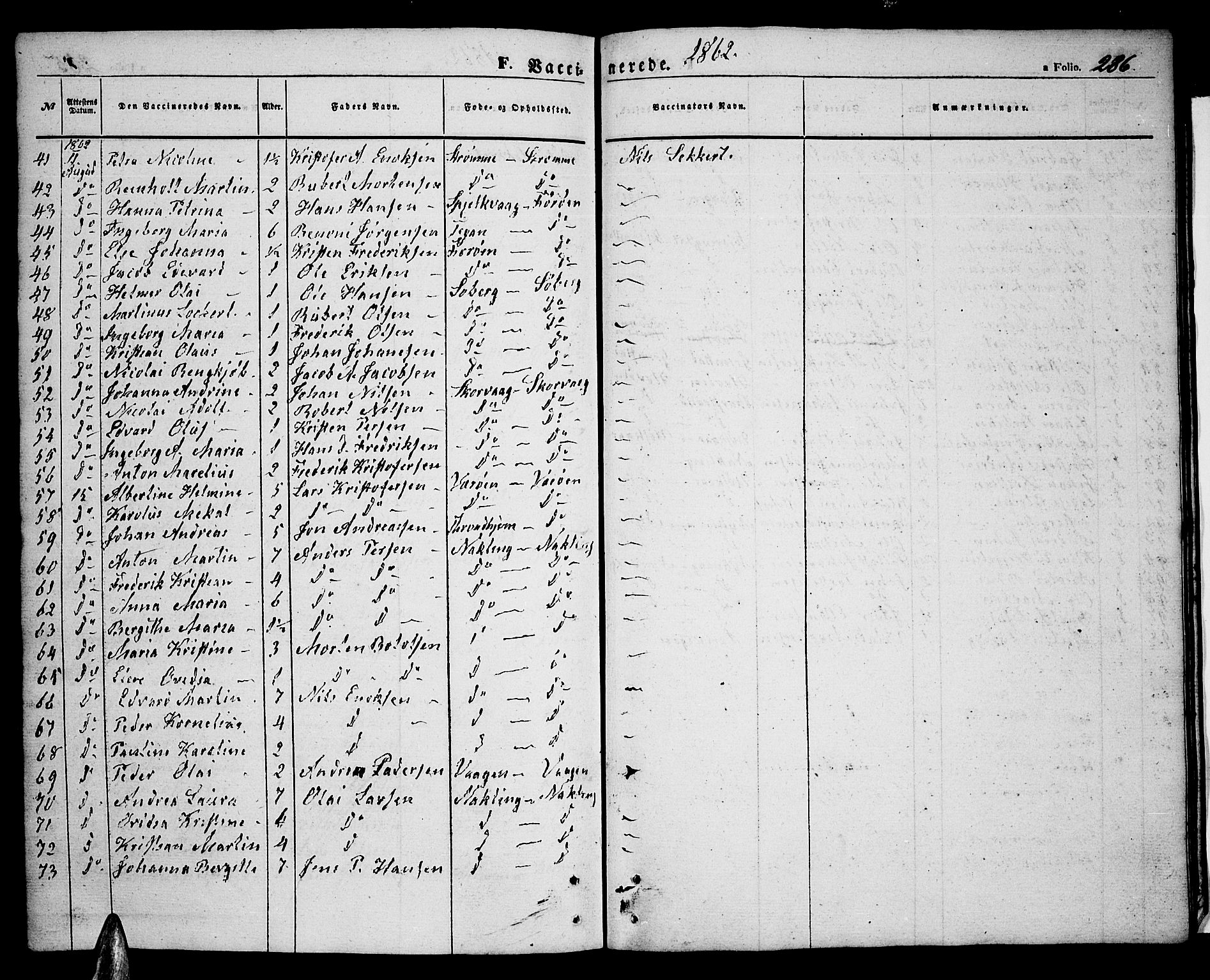 Ministerialprotokoller, klokkerbøker og fødselsregistre - Nordland, SAT/A-1459/891/L1313: Parish register (copy) no. 891C02, 1856-1870, p. 286