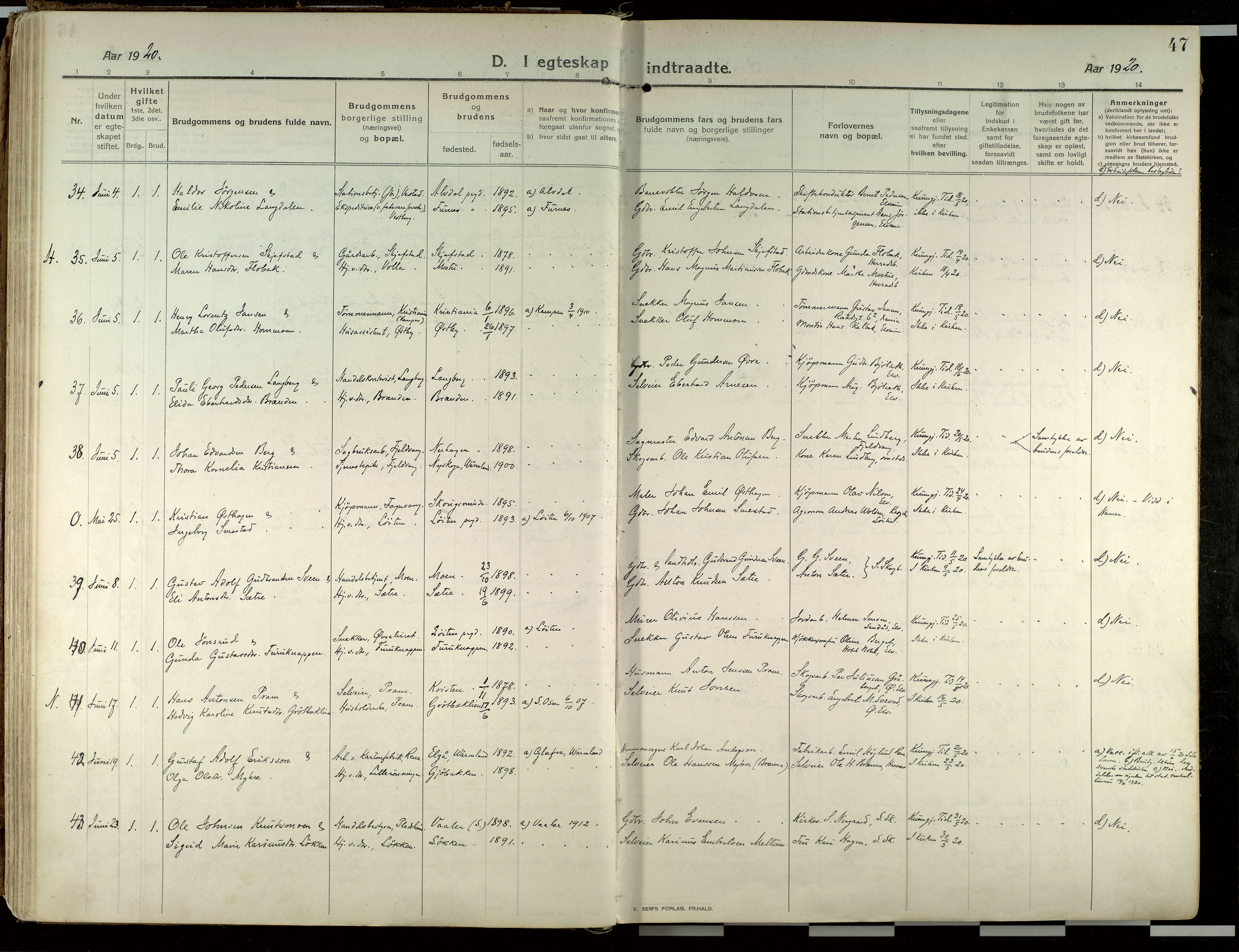 Elverum prestekontor, AV/SAH-PREST-044/H/Ha/Haa/L0021: Parish register (official) no. 21, 1913-1928, p. 47