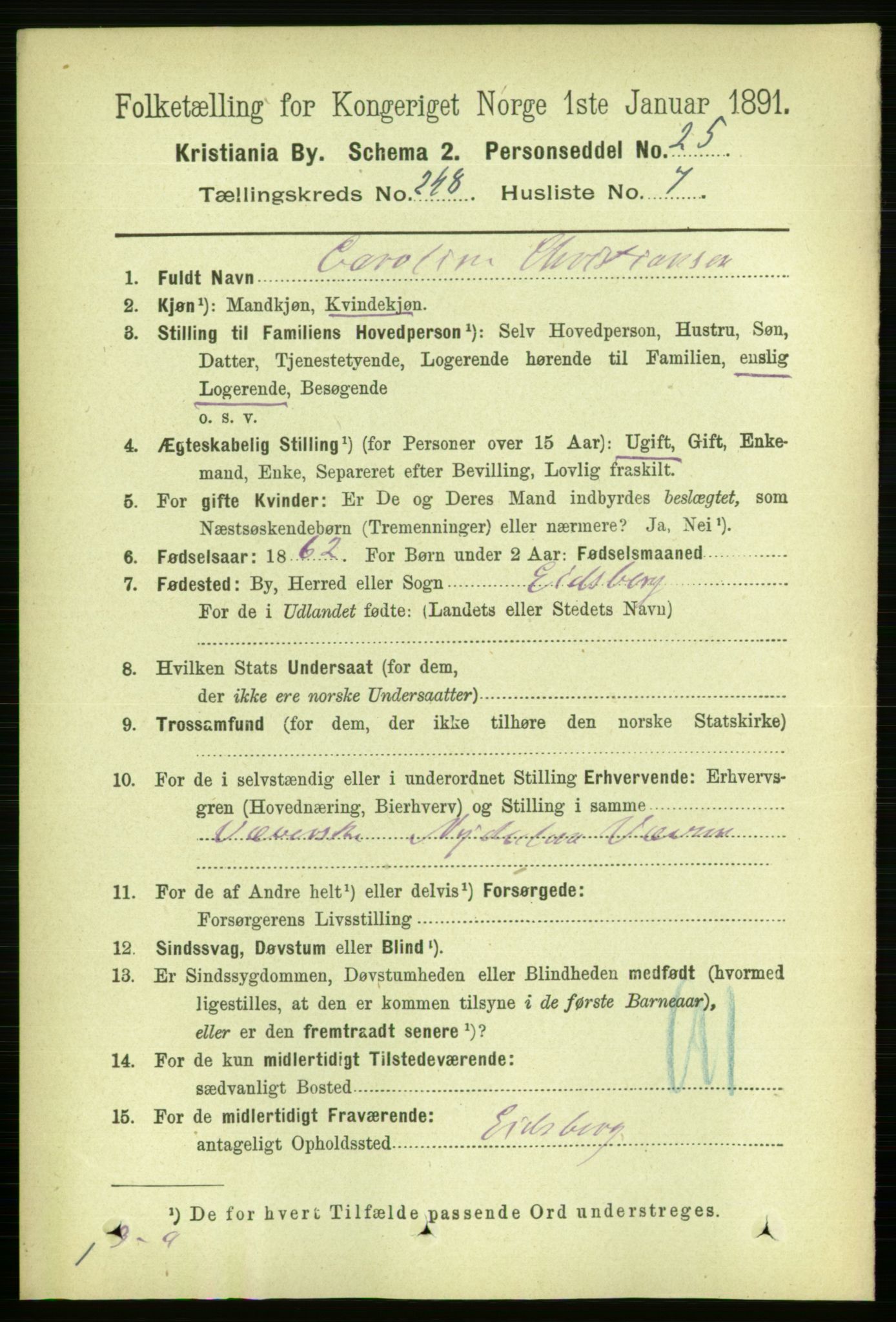 RA, 1891 census for 0301 Kristiania, 1891, p. 151324