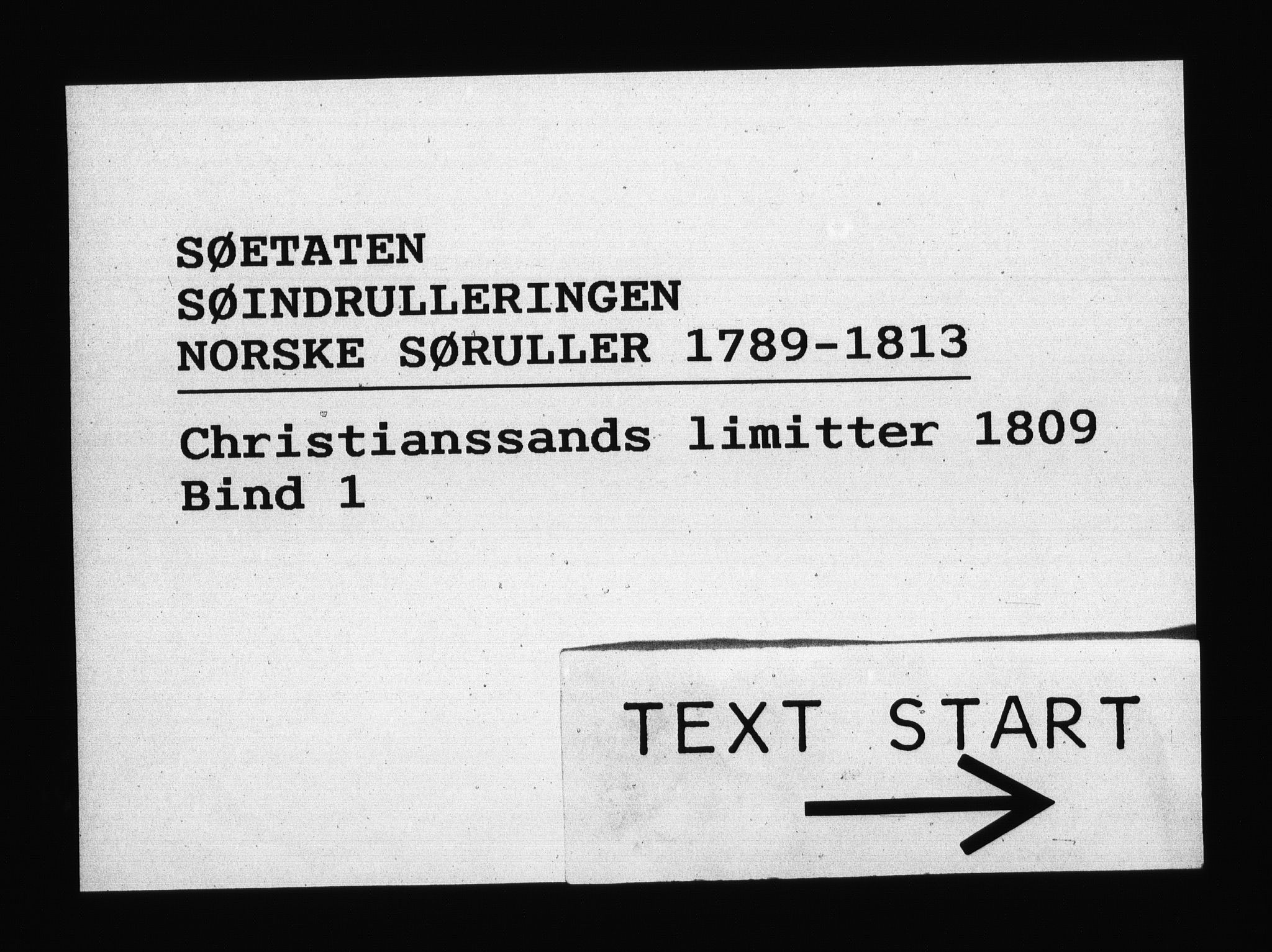 Sjøetaten, RA/EA-3110/F/L0103: Kristiansand limitter, bind 1, 1809