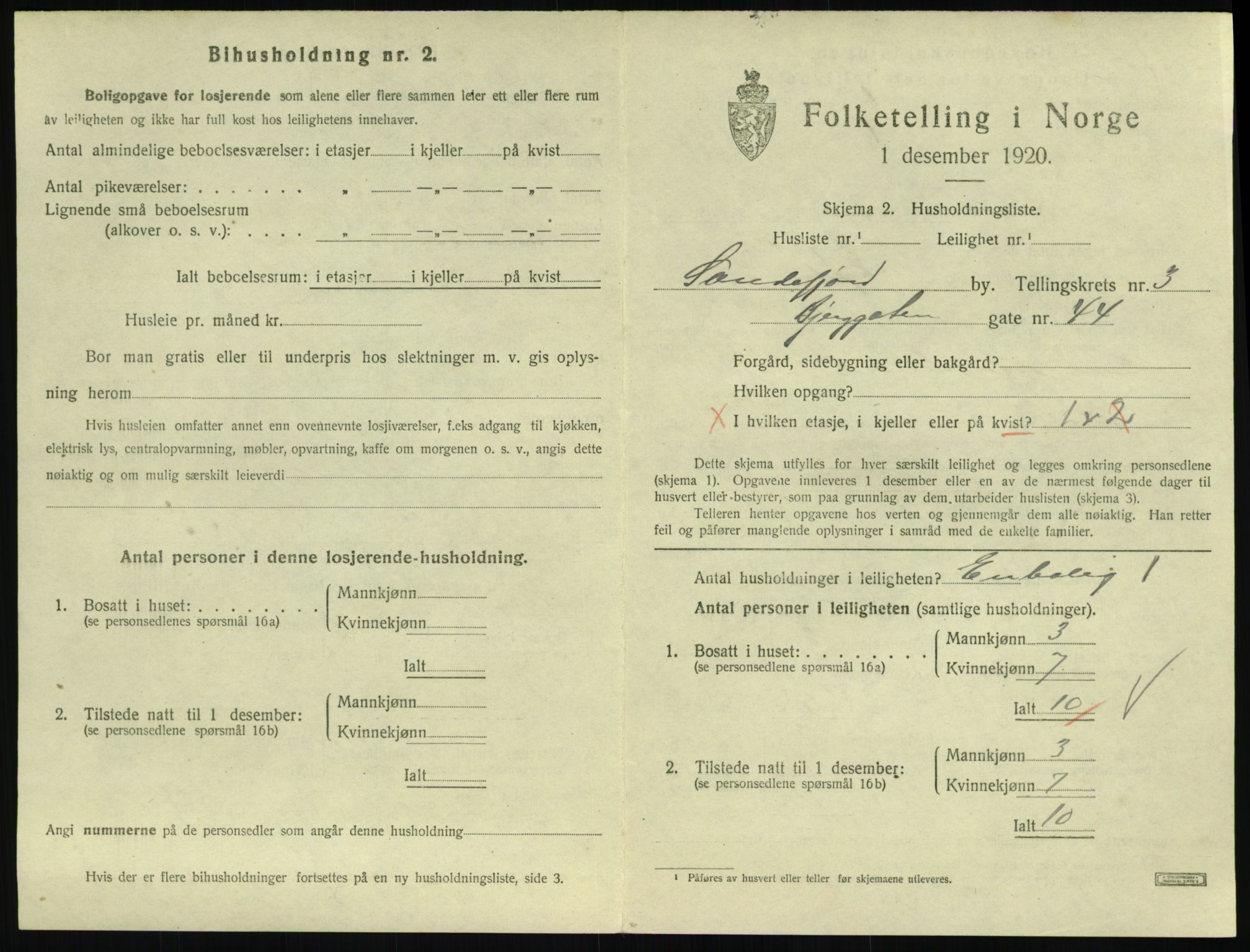 SAKO, 1920 census for Sandefjord, 1920, p. 2072