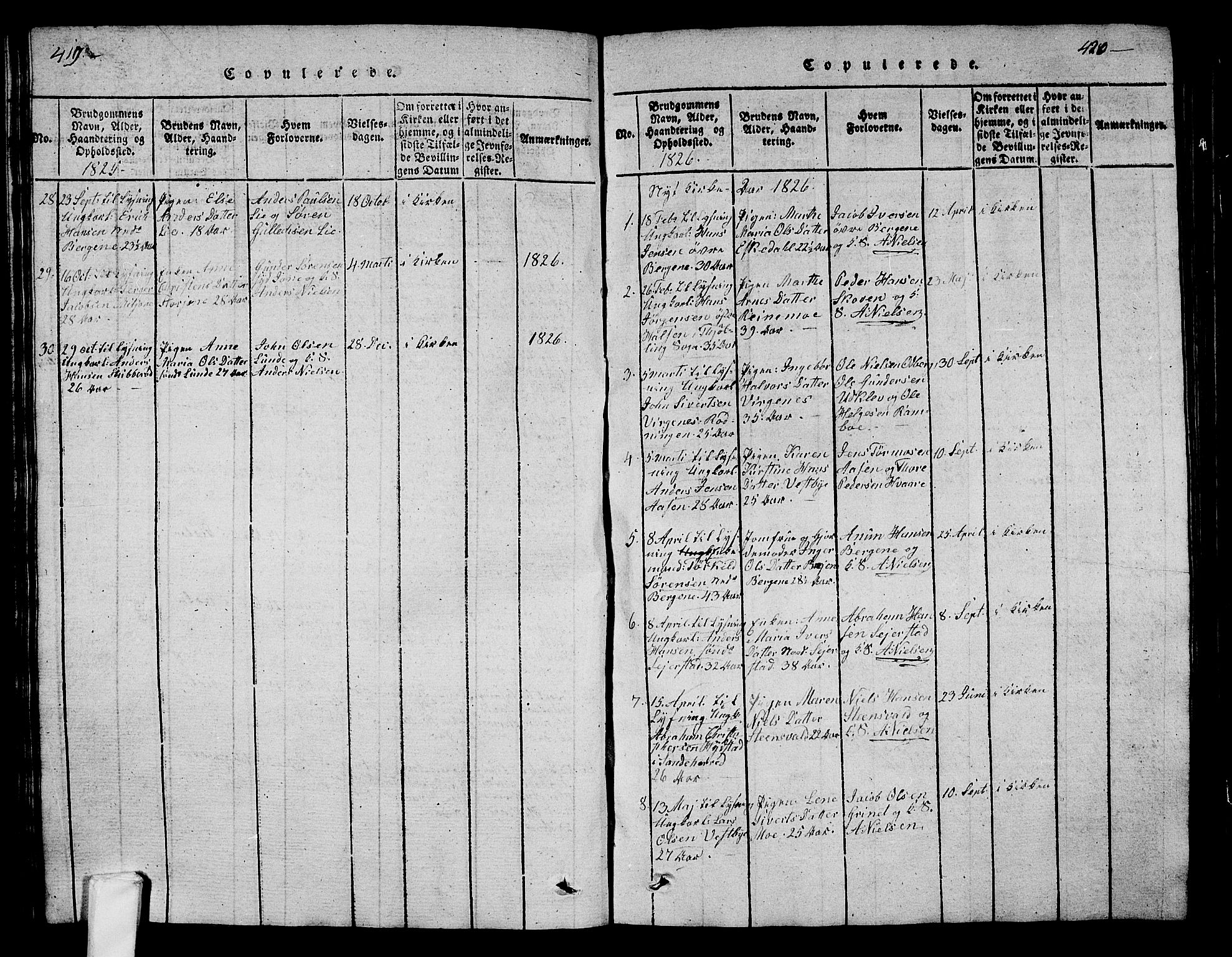 Hedrum kirkebøker, SAKO/A-344/G/Ga/L0003: Parish register (copy) no. I 3, 1817-1835, p. 419-420