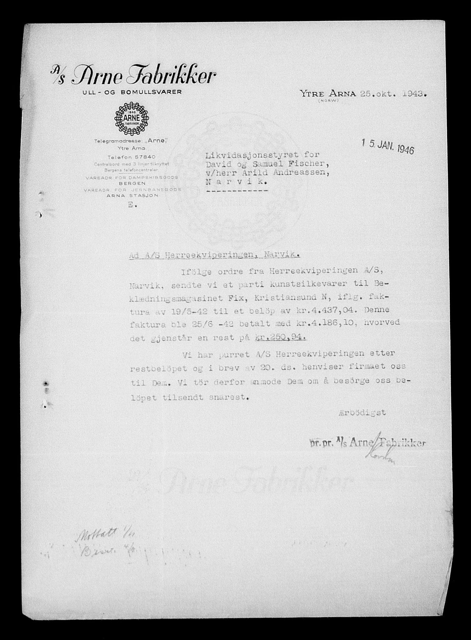 Justisdepartementet, Tilbakeføringskontoret for inndratte formuer, AV/RA-S-1564/H/Hc/Hcb/L0913: --, 1945-1947, p. 190