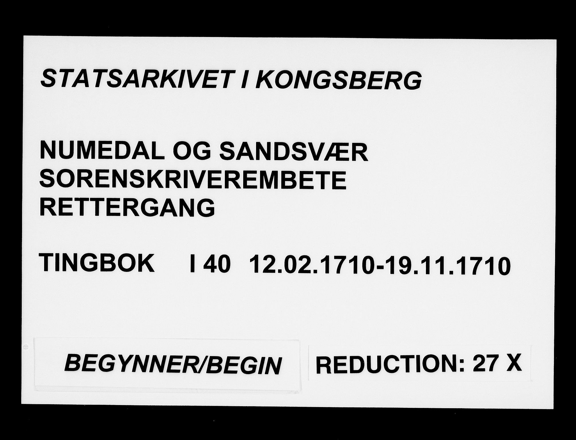 Numedal og Sandsvær sorenskriveri, SAKO/A-128/F/Fa/Faa/L0040: Tingbøker, 1710