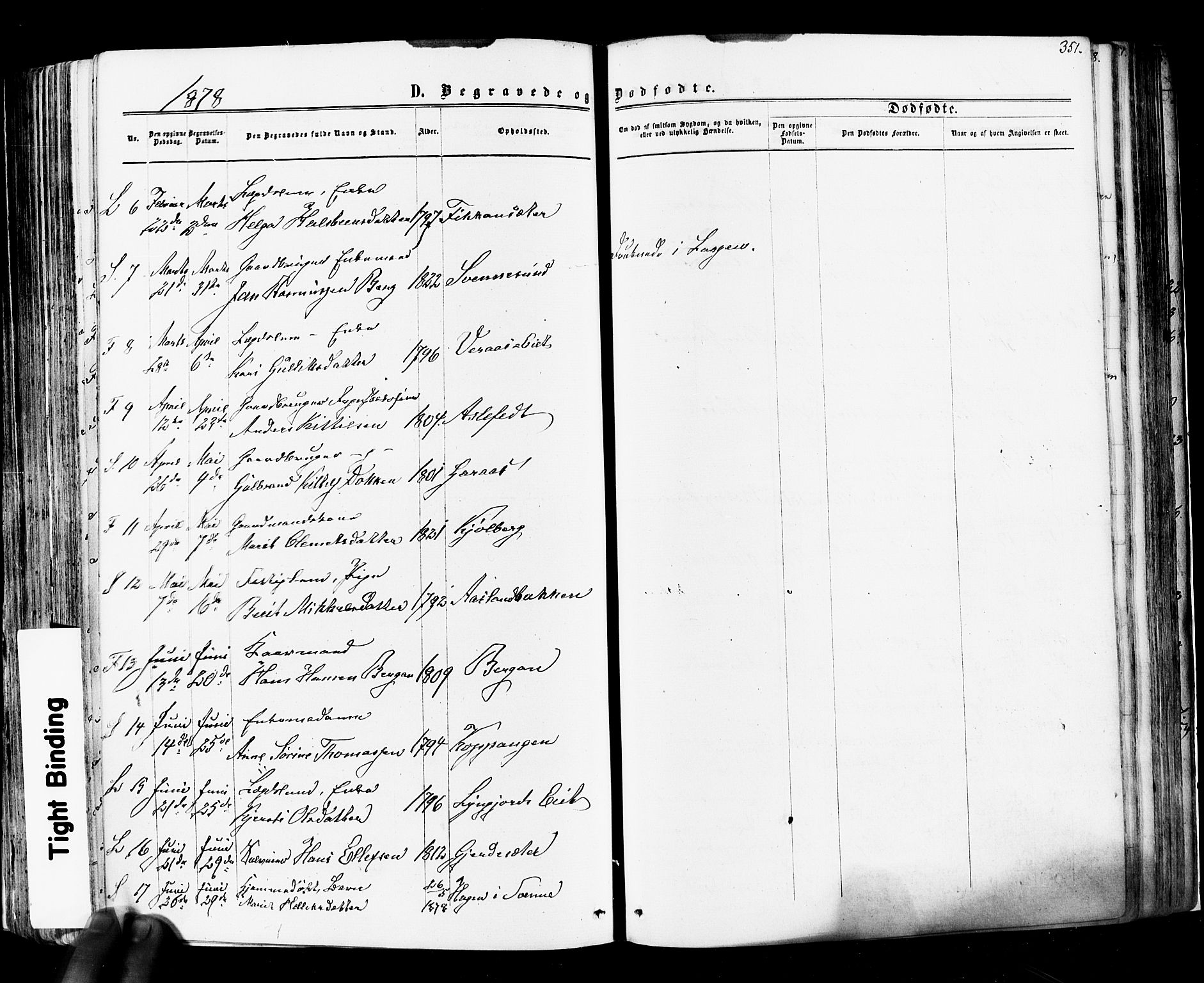 Flesberg kirkebøker, SAKO/A-18/F/Fa/L0007: Parish register (official) no. I 7, 1861-1878, p. 351