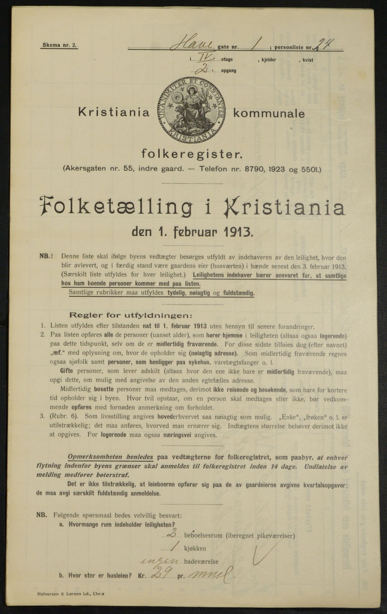 OBA, Municipal Census 1913 for Kristiania, 1913, p. 33376