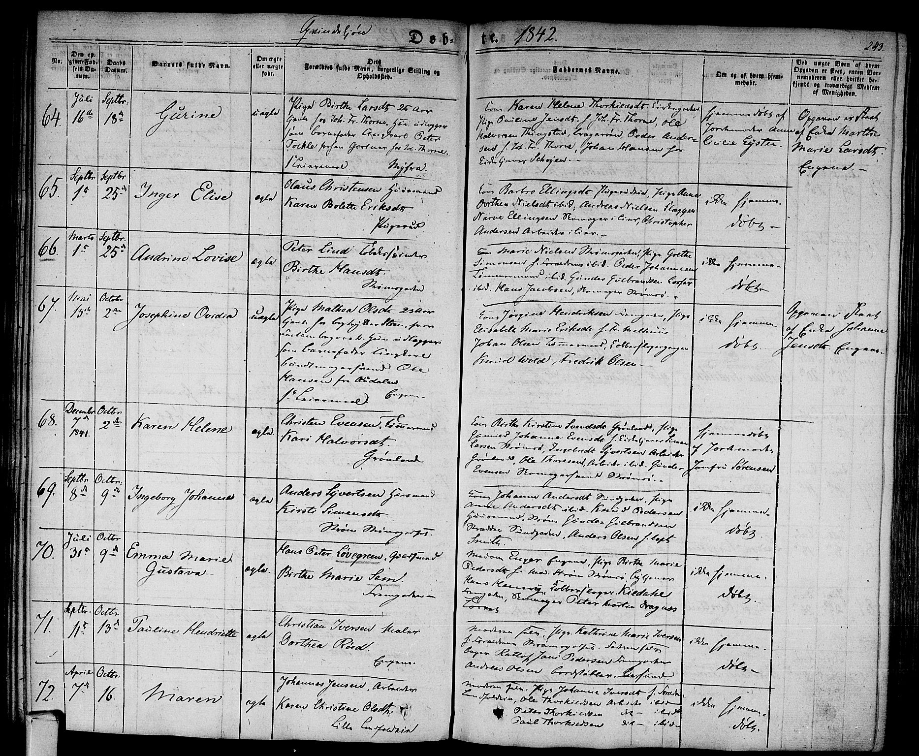 Bragernes kirkebøker, AV/SAKO-A-6/F/Fb/L0001: Parish register (official) no. II 1, 1830-1847, p. 243