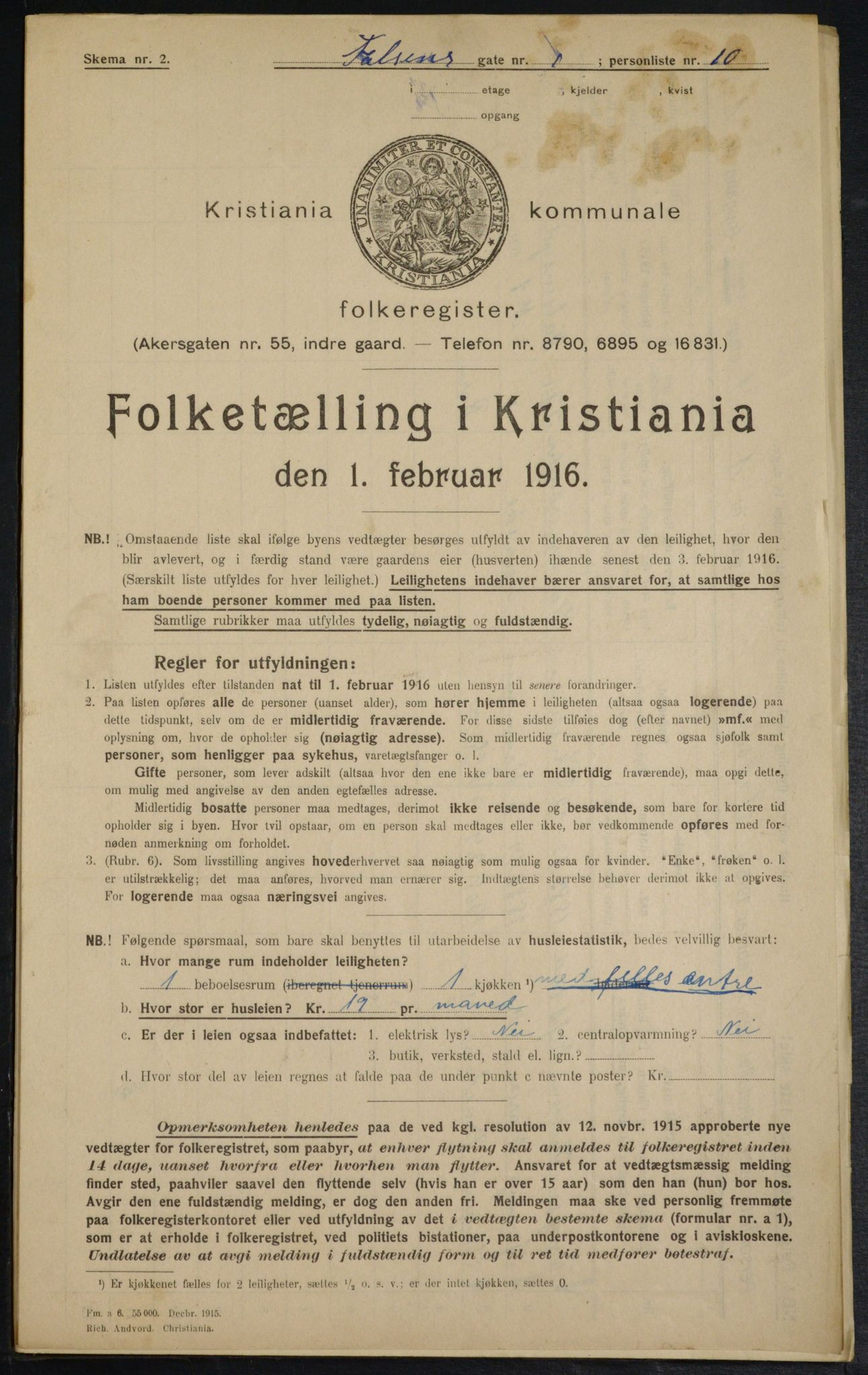 OBA, Municipal Census 1916 for Kristiania, 1916, p. 23633