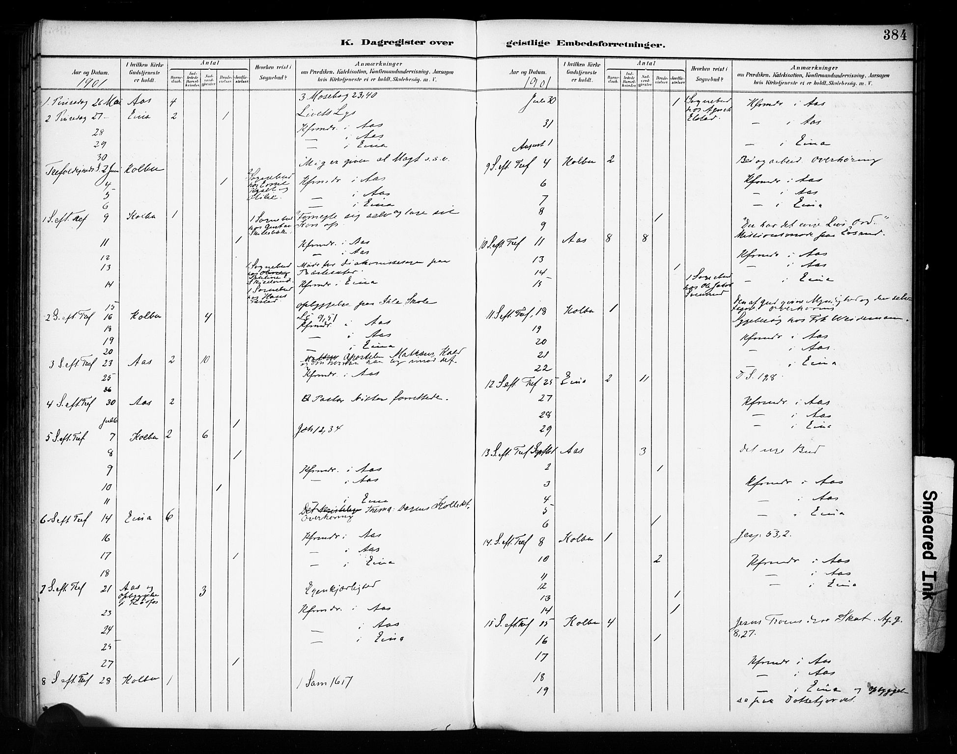 Vestre Toten prestekontor, SAH/PREST-108/H/Ha/Haa/L0011: Parish register (official) no. 11, 1895-1906, p. 384